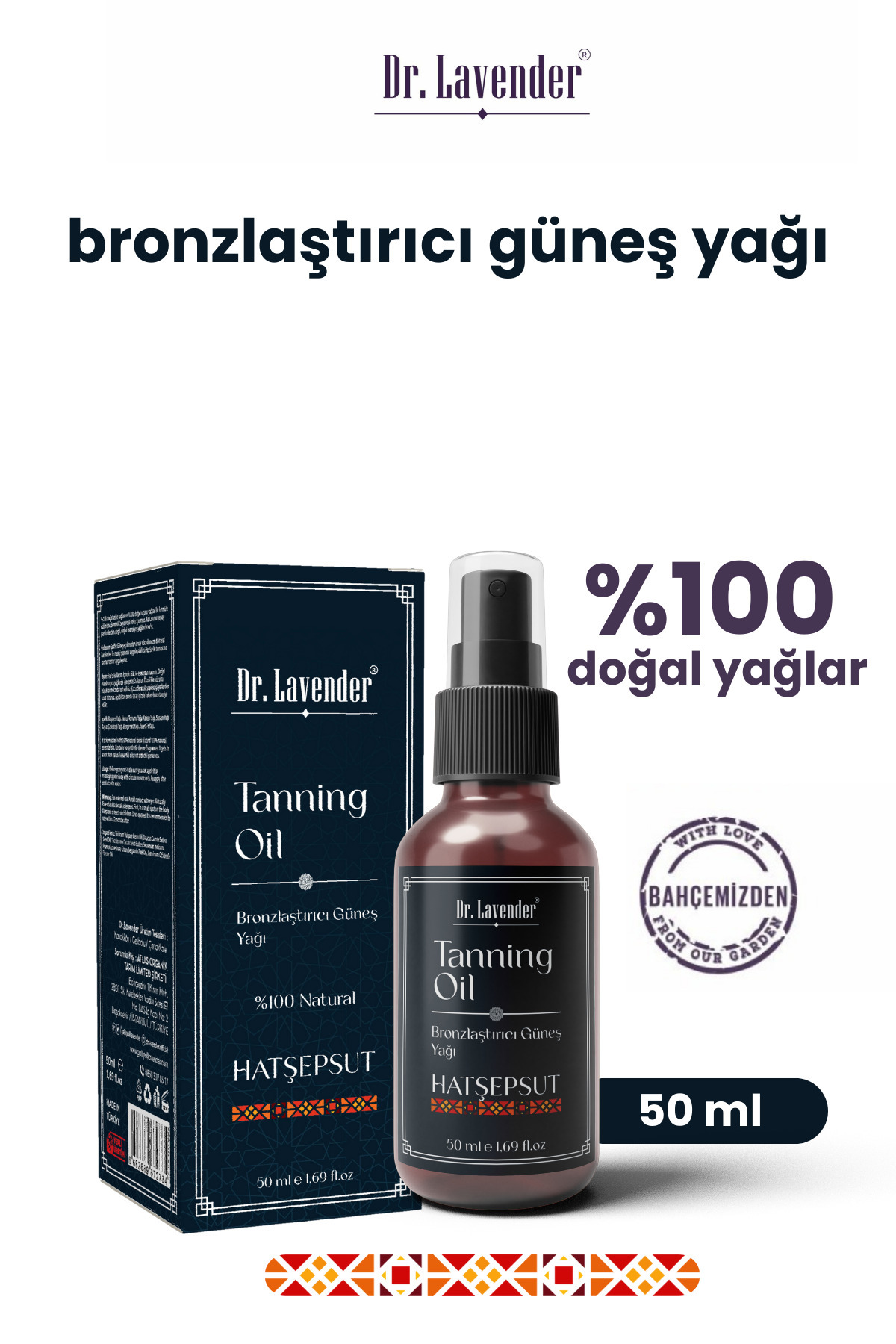 Bronzlaştırıcı Güneş Yağı %100 Doğal 7 Değerli Yağ Havuç Ve Kakao 50 ml — DR1610