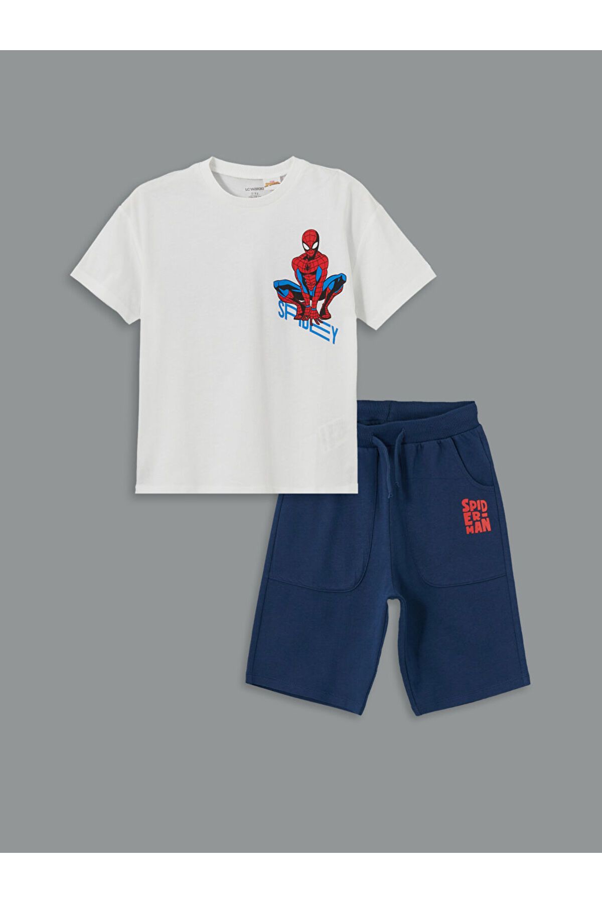 LC Waikiki LCW Spider-man Baskılı Erkek Bebek Tişört ve Şort 2'li Takım