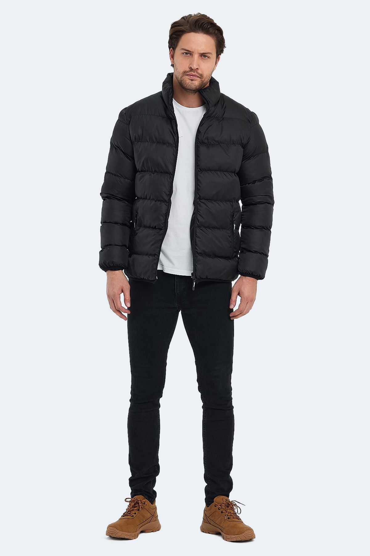 کاپشن ورزشی مشکی مردانه کت ST22JE017 500 اورجینال Slazenger