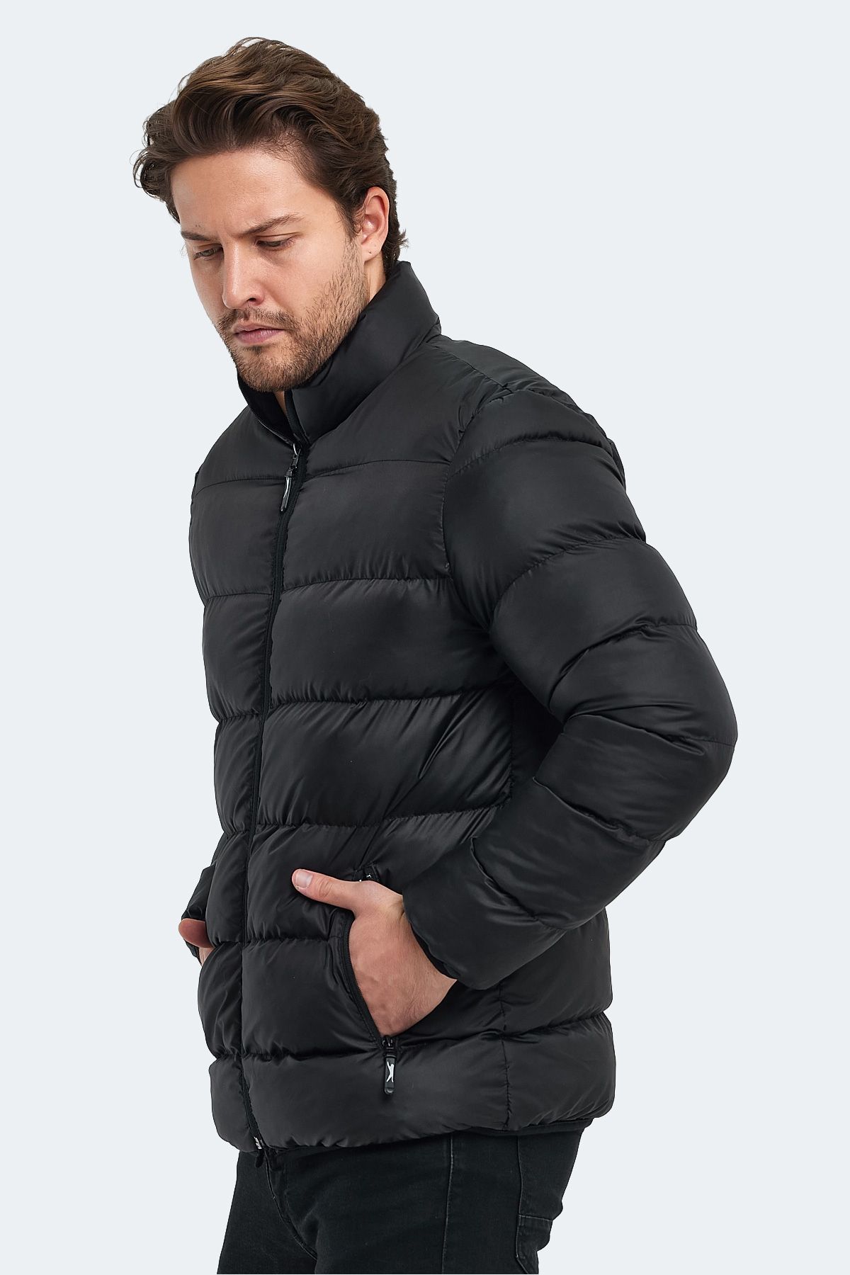 کاپشن ورزشی مشکی مردانه کت ST22JE017 500 اورجینال Slazenger