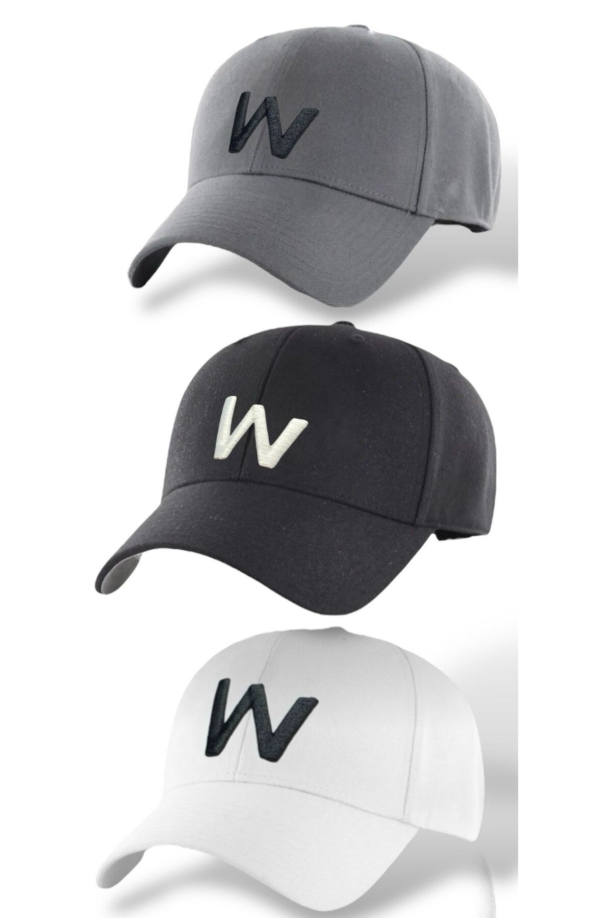 w white stars sports & wear-Sports Hat Unisex 3-Piece Set Adjustable Hats Set with Velcro Back 1