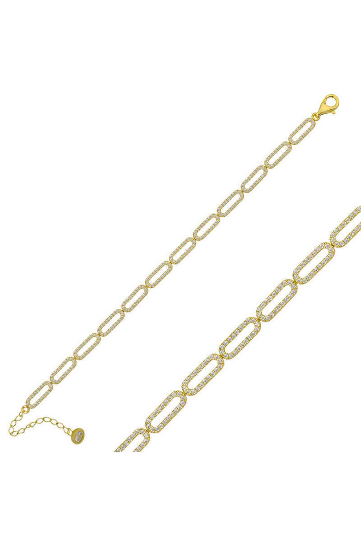 SANSERA 925 Ayar Gümüş Gold Oval Taşlı Bileklik