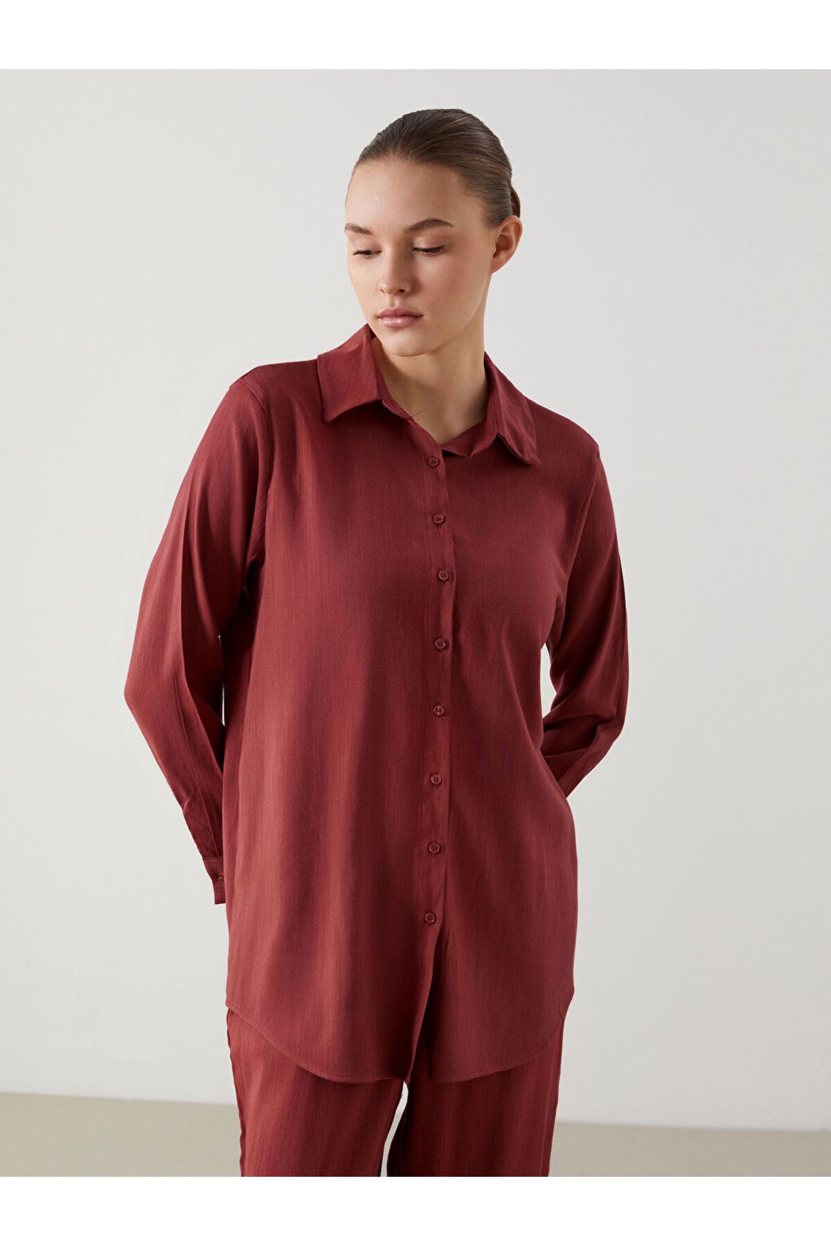 LC Waikiki Yeni Sezon Keten Karisimli Kadin Gomlek Tunik - S5FH38Z8