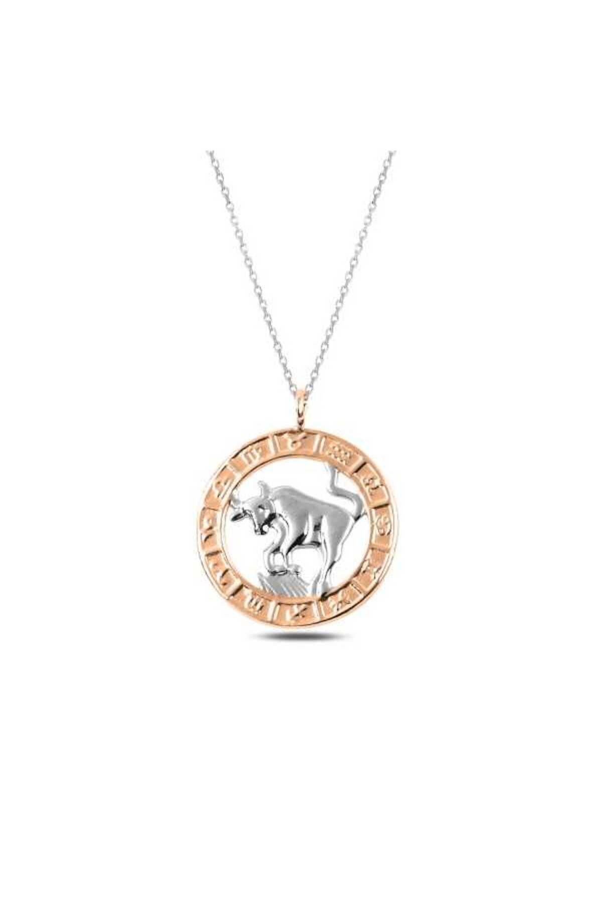 Nasay Store 925 Ayar Gümüş Rose Boğa Burcu Kadın Gümüş Kolye