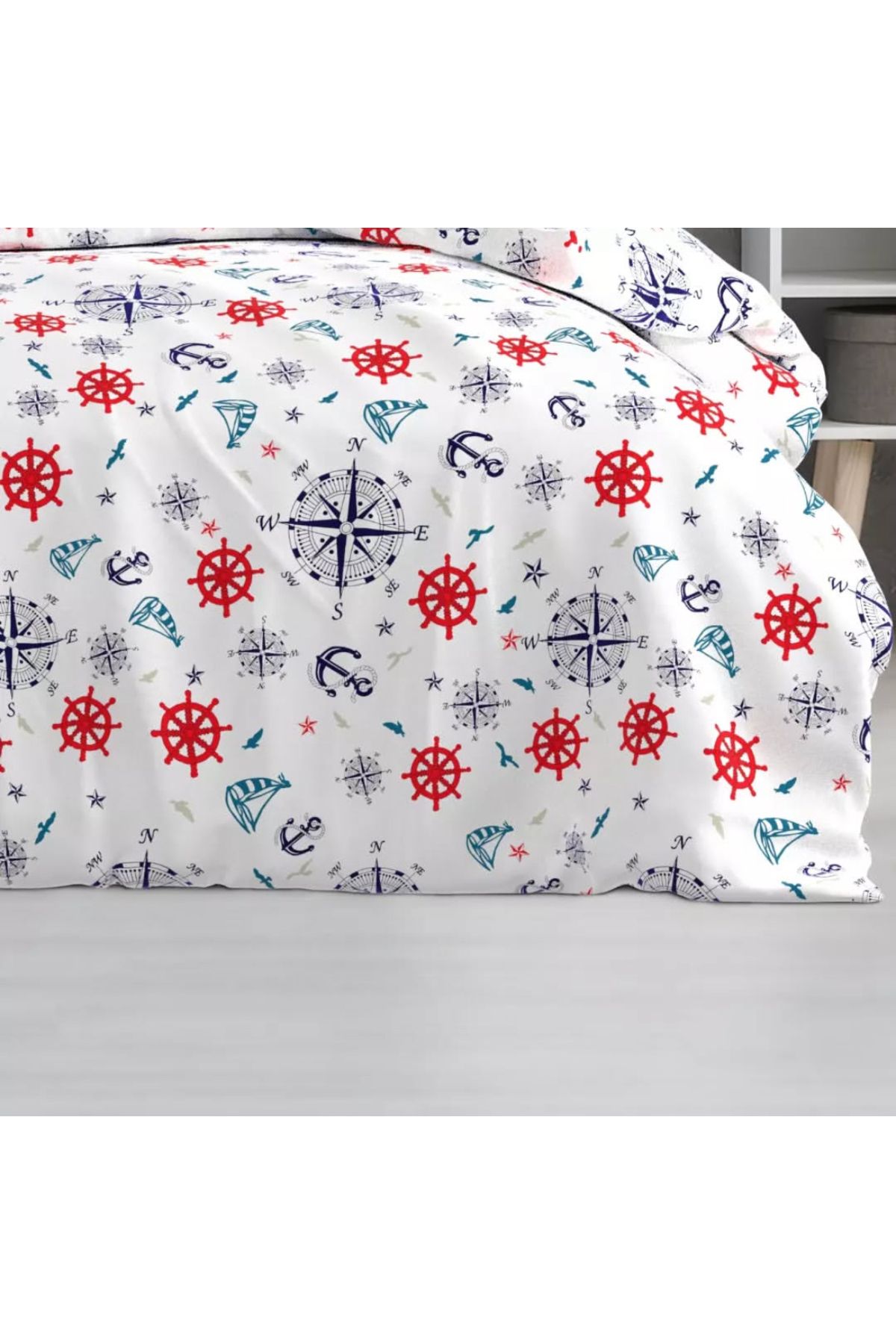 ÇIQRIK HOME-Single Anchor Pattern Duvet Cover Set with Elastic Sheets 6