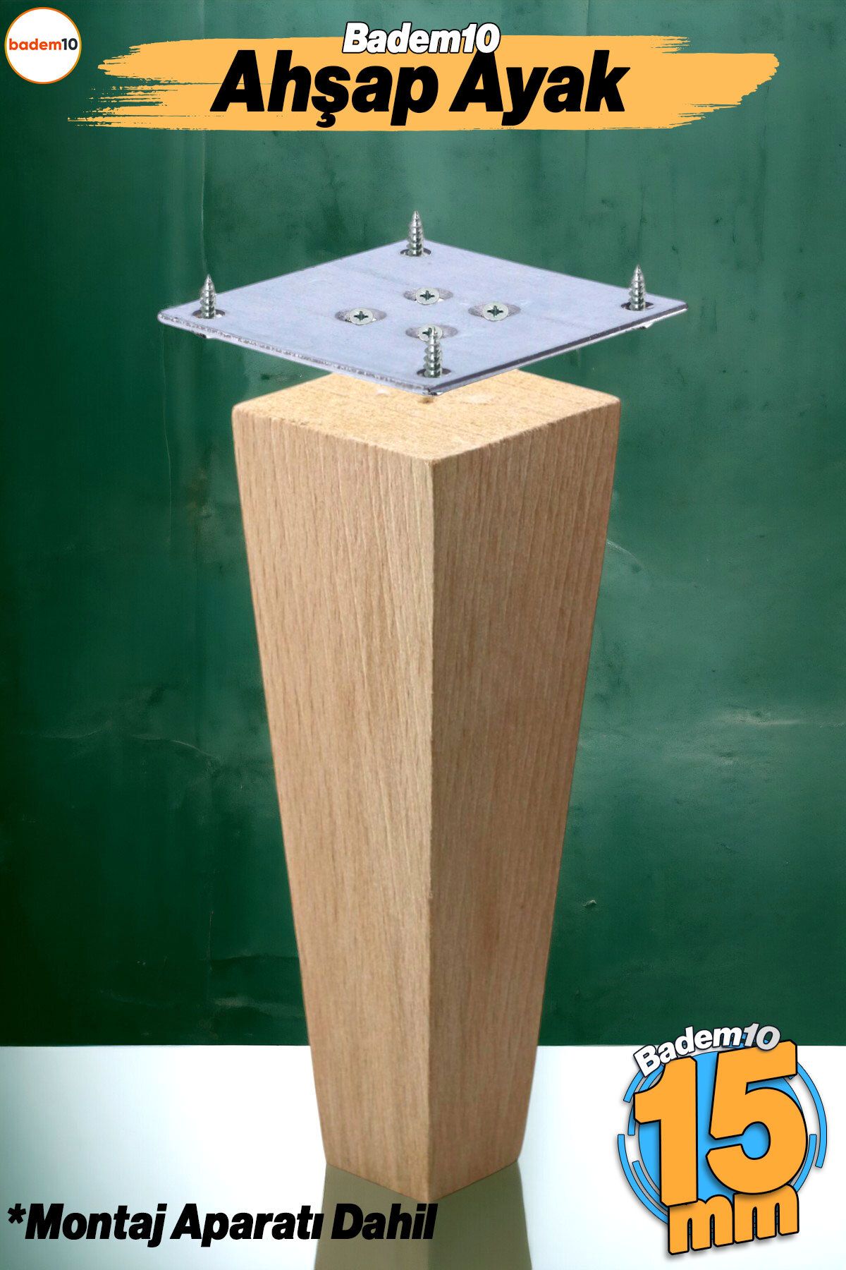 Badem10 Picioare Din Lemn 15 Cm Aparatură De Conectare Pătrată Inclusă Mobilier Fotoliu Canapea Masă De Cafea Picioare De Masă Picioare Nevopsite -