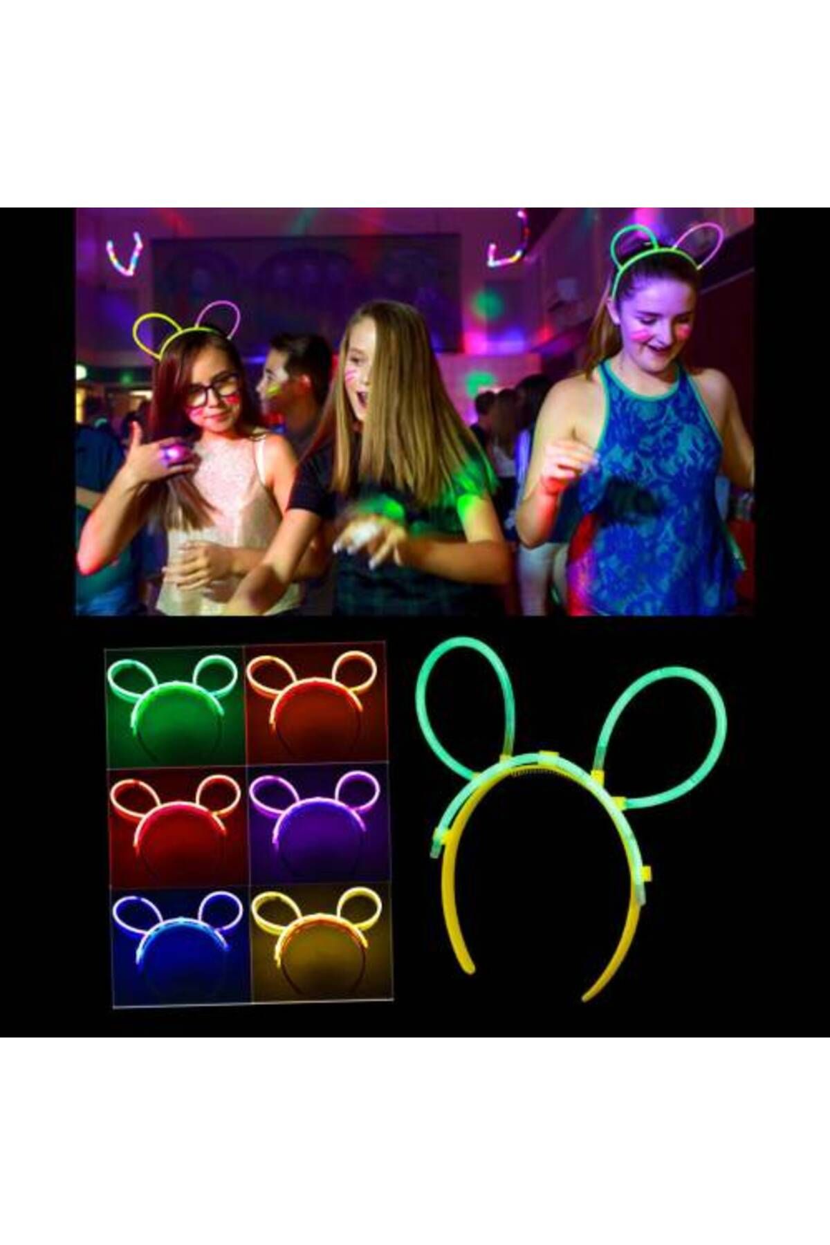 Avantaj Kapıda ® Glow Taç Fosforlu Taç Karışık Renk 12 Adet (Parti Temalı)