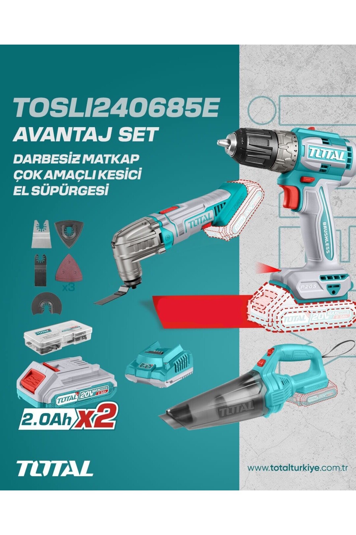 Total Avantajlı Makine Seti Darbesiz Matkap , Çok Amaçlı Kesici