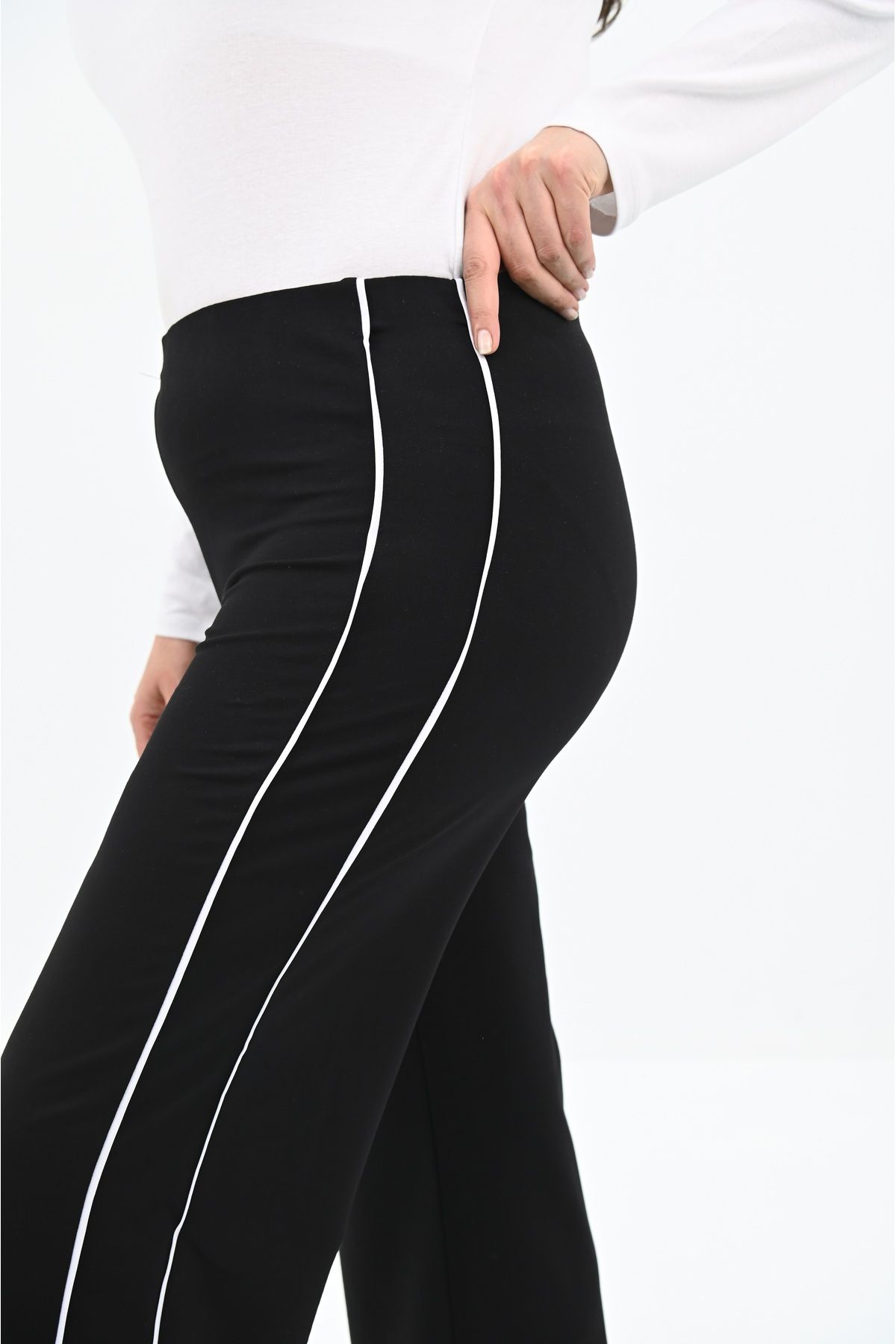 Koza Butik-Women's Large Size Stripe Leggings Pants 6321-25 6