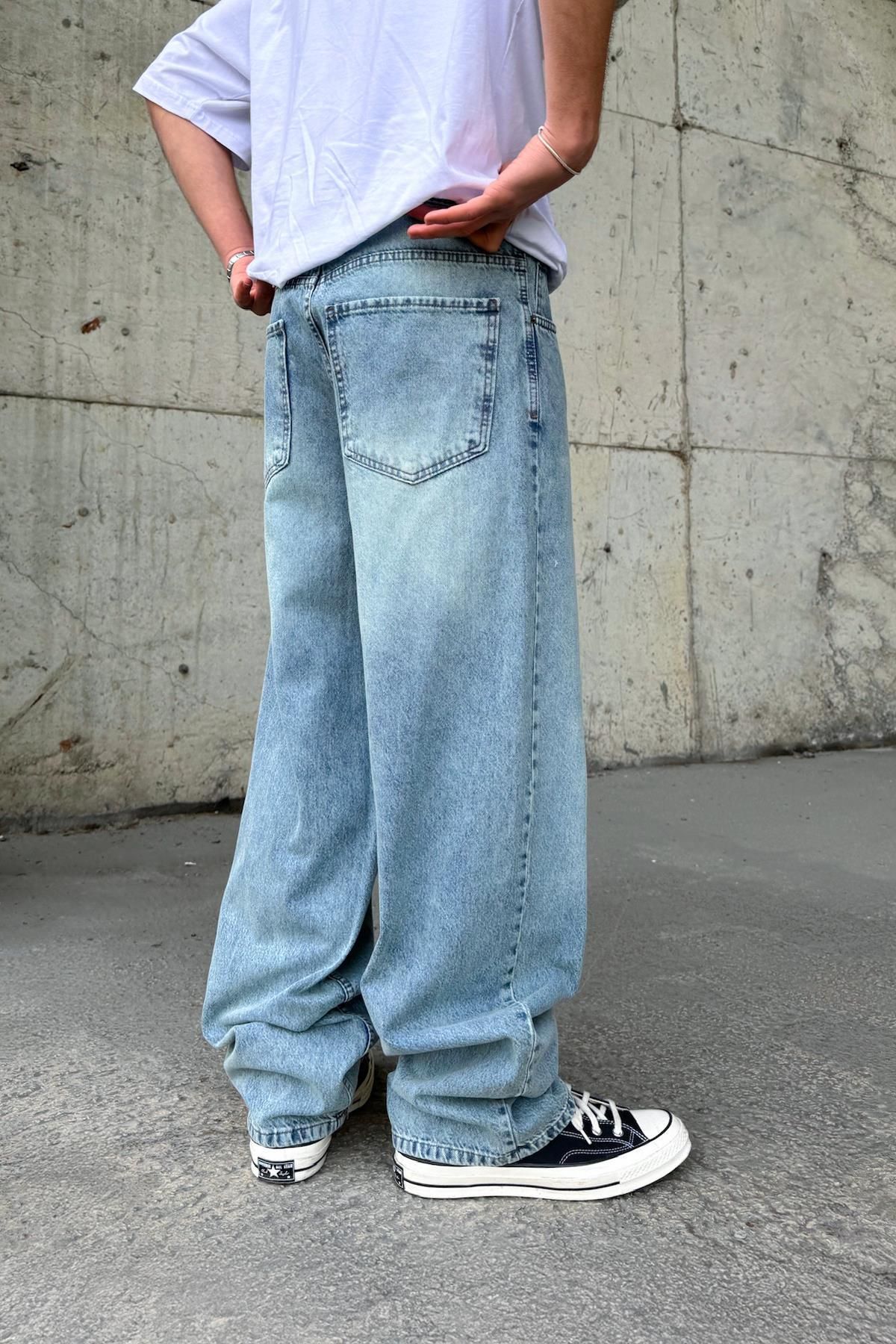 Flaw Wear-Striped Green Baggy Jeans 2