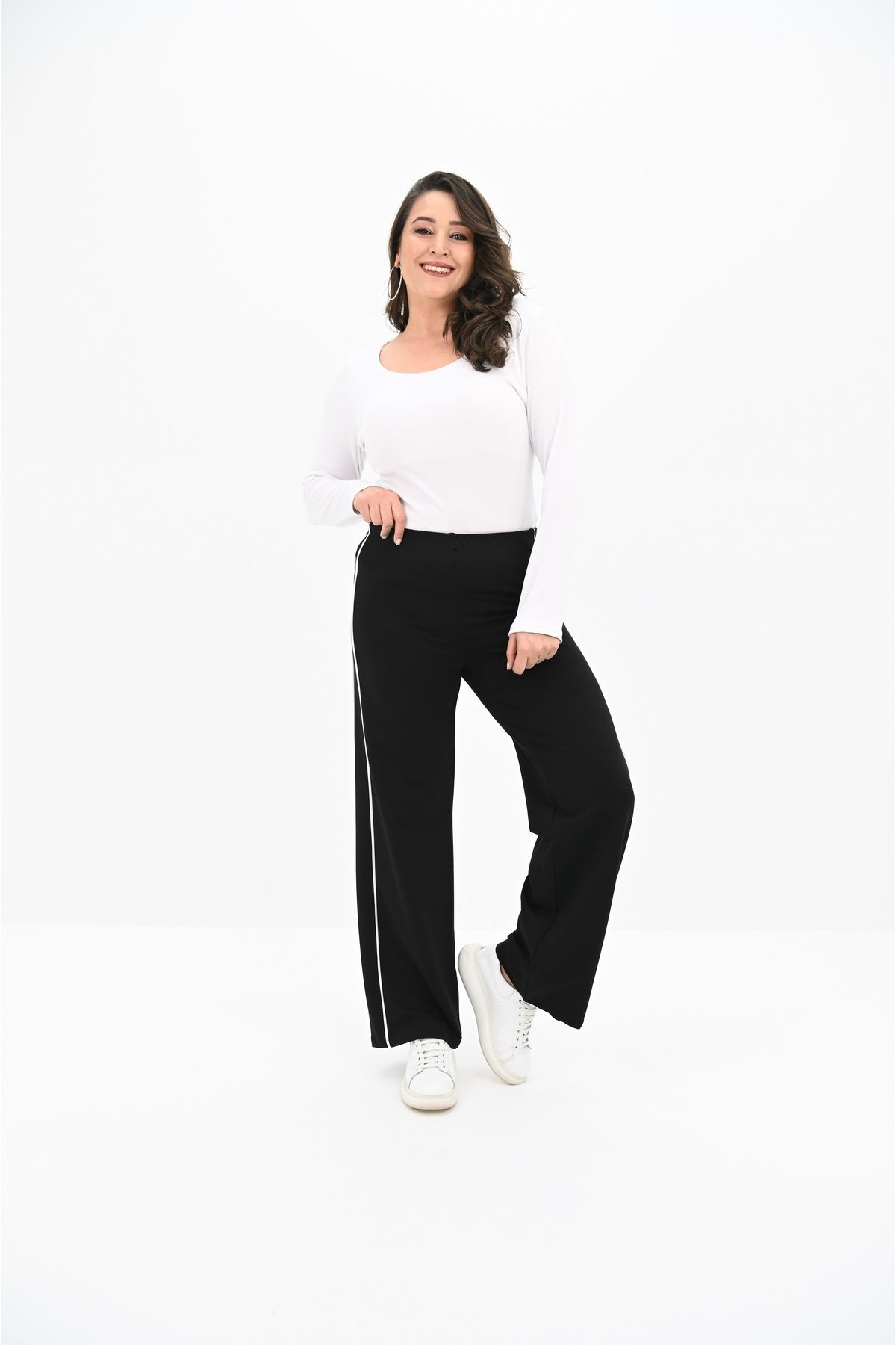 Koza Butik-Women's Large Size Stripe Leggings Pants 6321-25 5