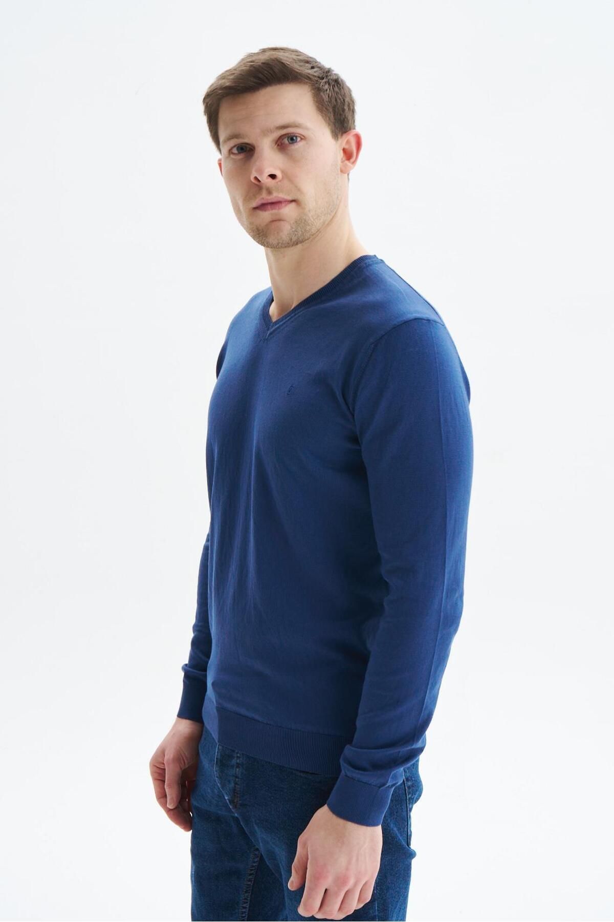 Arma-Men's Slim Fit Basic V-Neck Sweater K9Kro0852 4