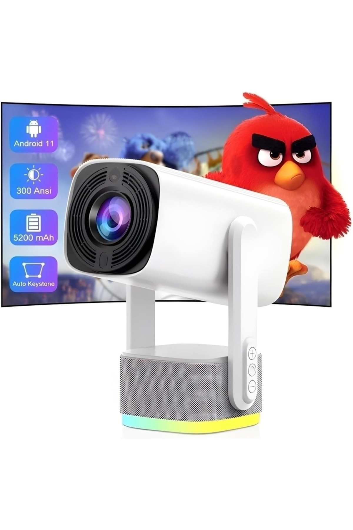 Qifit 4K Kablosuz Projektör Ultra Hd 4 Saat Şarj Kapasitesi 300 ANSI Wifi 6 Bluetooth 5.2Uzaktan Kumandalı
