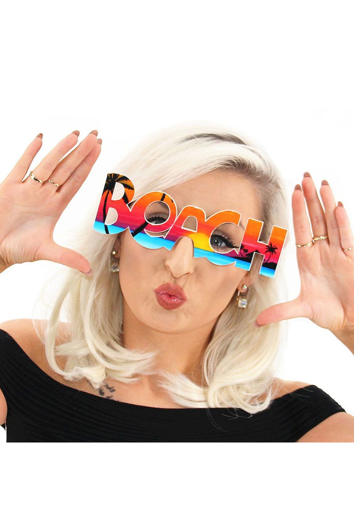 Ethab Ticaret-Beach Written Party Goggles Summer Hi Hawaii Show Goggles 19X6 cm 1
