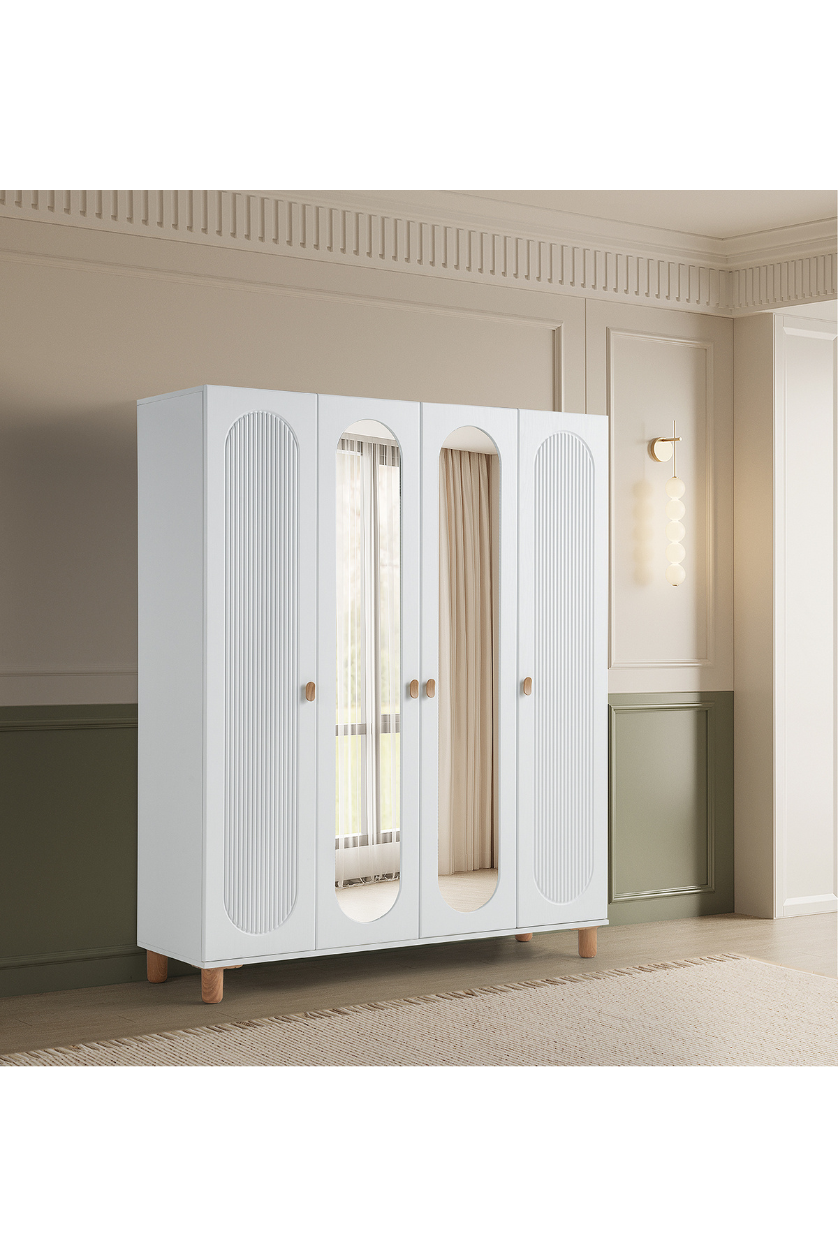 Pema Home Peri %100 Mdf Membran 4 Kapaklı Dolap Gardırop