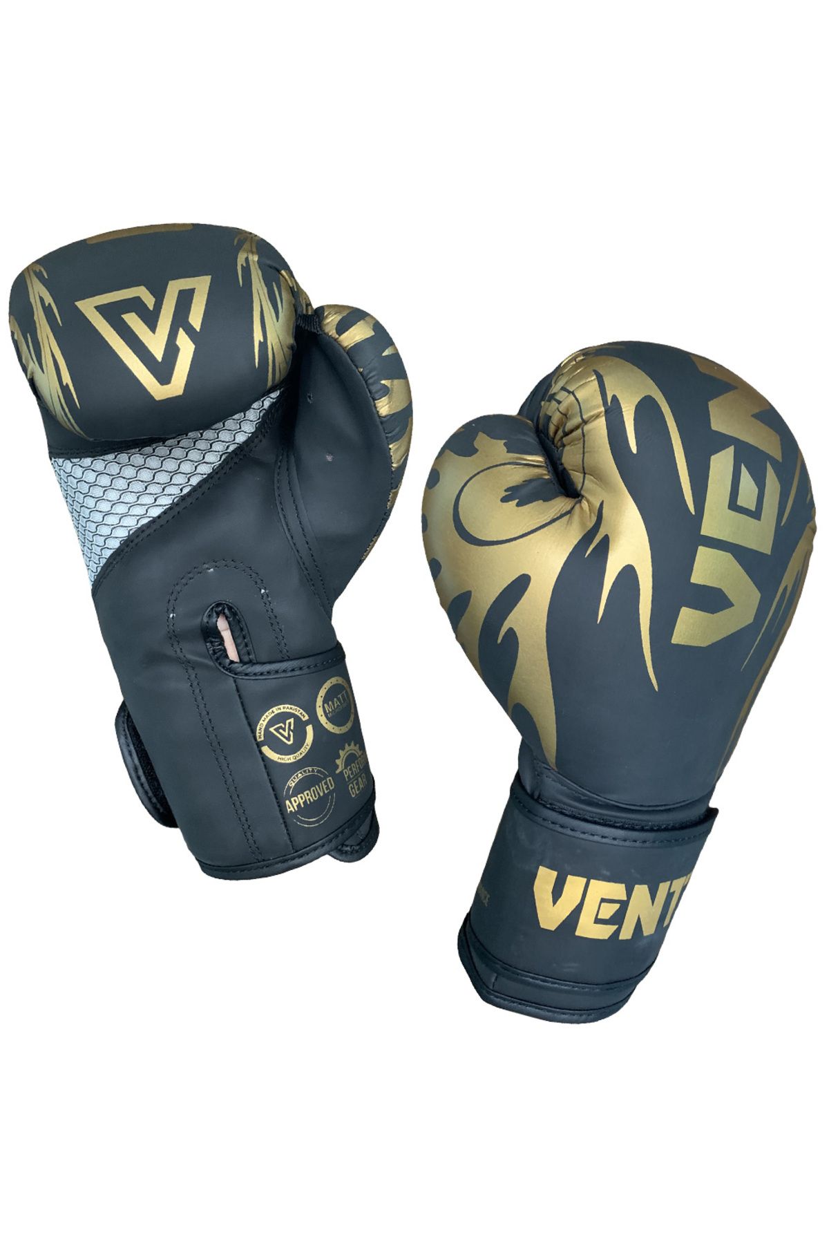 VENTO-Tatto Boxing and Kickboxing Gloves Black 10 oz 3