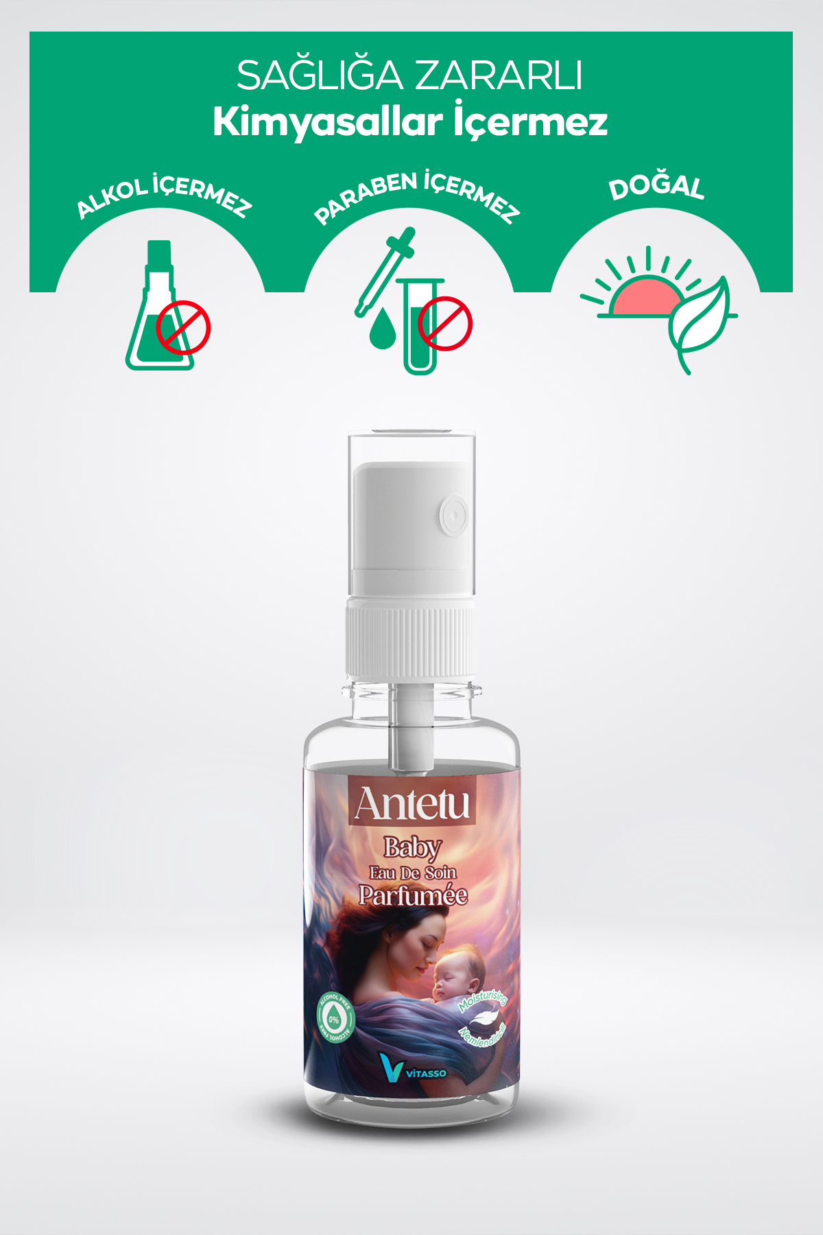 Vitasso ANTETU Baby Eau De Soin Baby Parfumee 60 Ml-bebeklere Özel Alkolsüz Parfüm -Koku fotoğrafı 2 (önizleme)