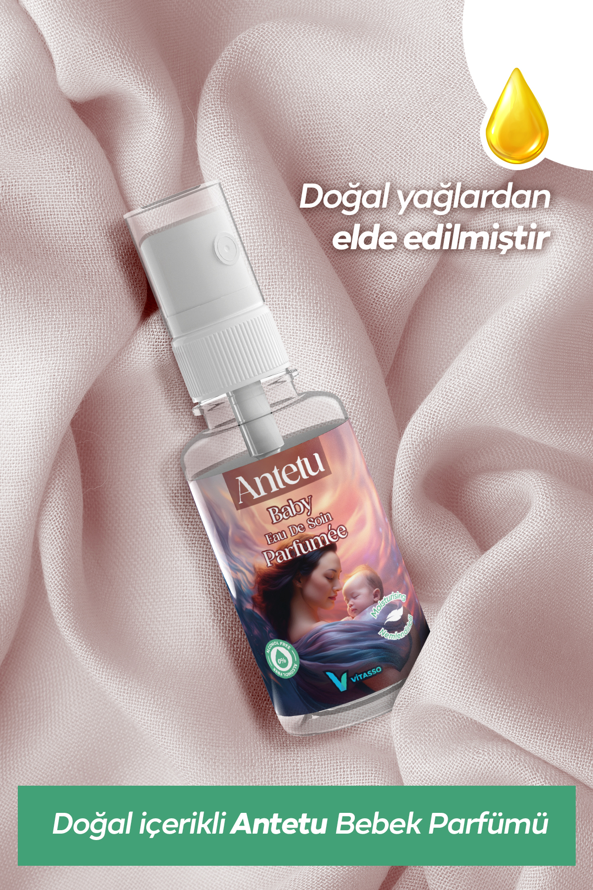 Vitasso ANTETU Baby Eau De Soin Baby Parfumee 60 Ml-bebeklere Özel Alkolsüz Parfüm -Koku fotoğrafı 5 (önizleme)