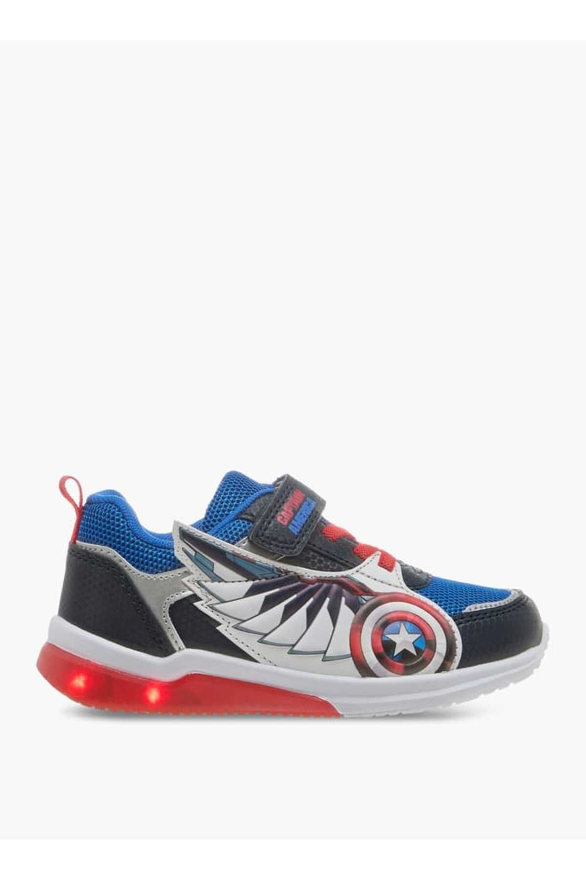 Marvel-Captain America Print Light-Up Sneakers with Hook and Loop Closure 6