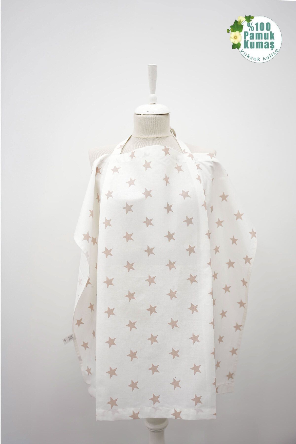 mordesign-Multi-Purpose Baby Nursing Cover; Stroller, Stroller Cover, Nursing Bib, Big Star, White-Beige 1