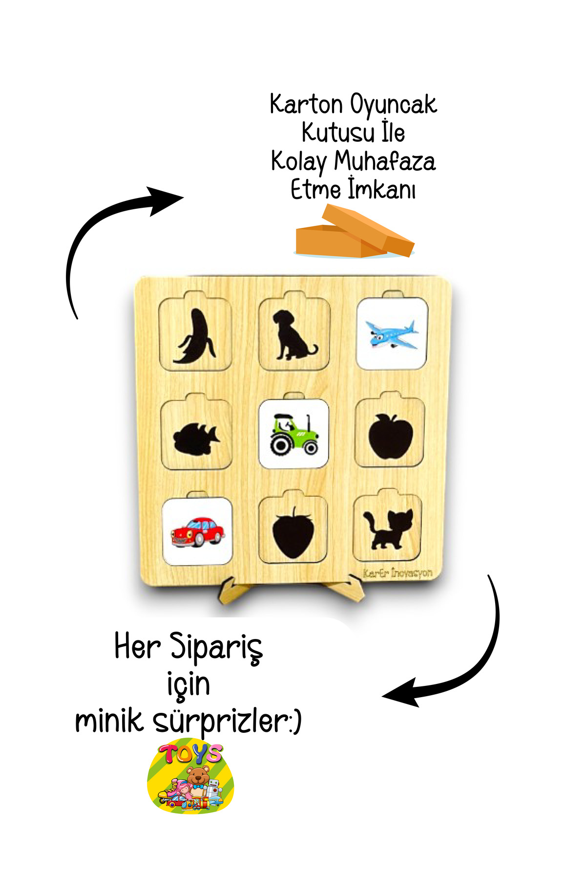 Bellacasa Gölge Eşleme Kartı Ahşap Oyun, Eğitici Oyuncak, Montessori Eğitim Oyuncak,Motor Zeka Oyuncak fotoğrafı 3 (önizleme)