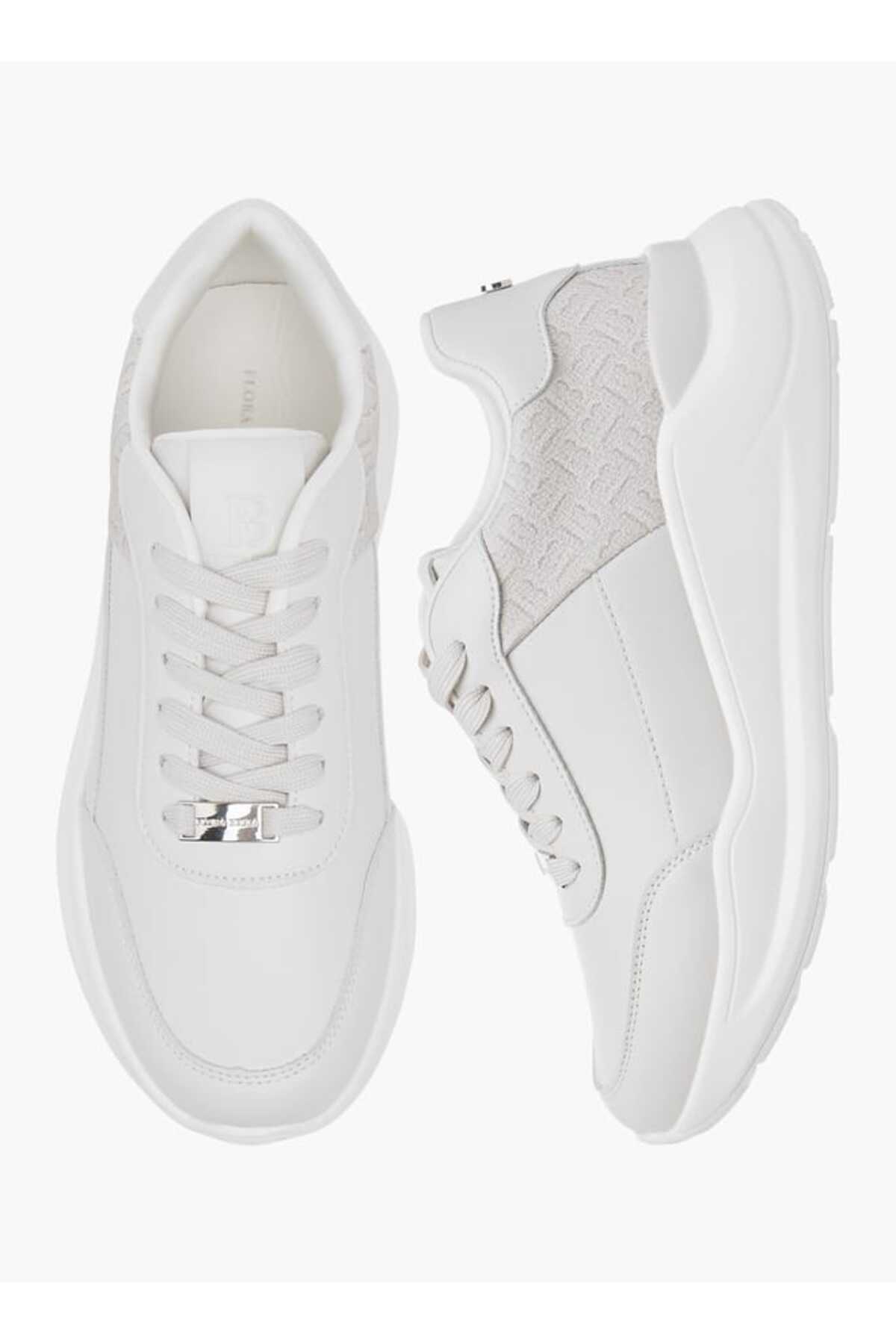 Flora Bella by Shoexpress Flora Bella Monogram Textured Sneakers with Lace-Up Closure