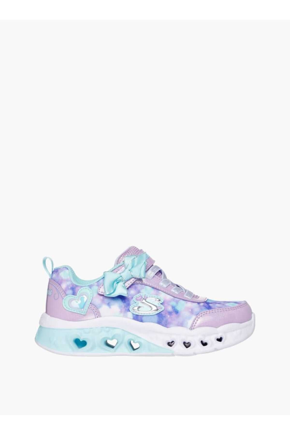 SKECHERS-حذاء رياضي للبنات مزين بشعار مع إغلاق بخطاف وحلقة - FLUTTER HEART LIGHTS 2