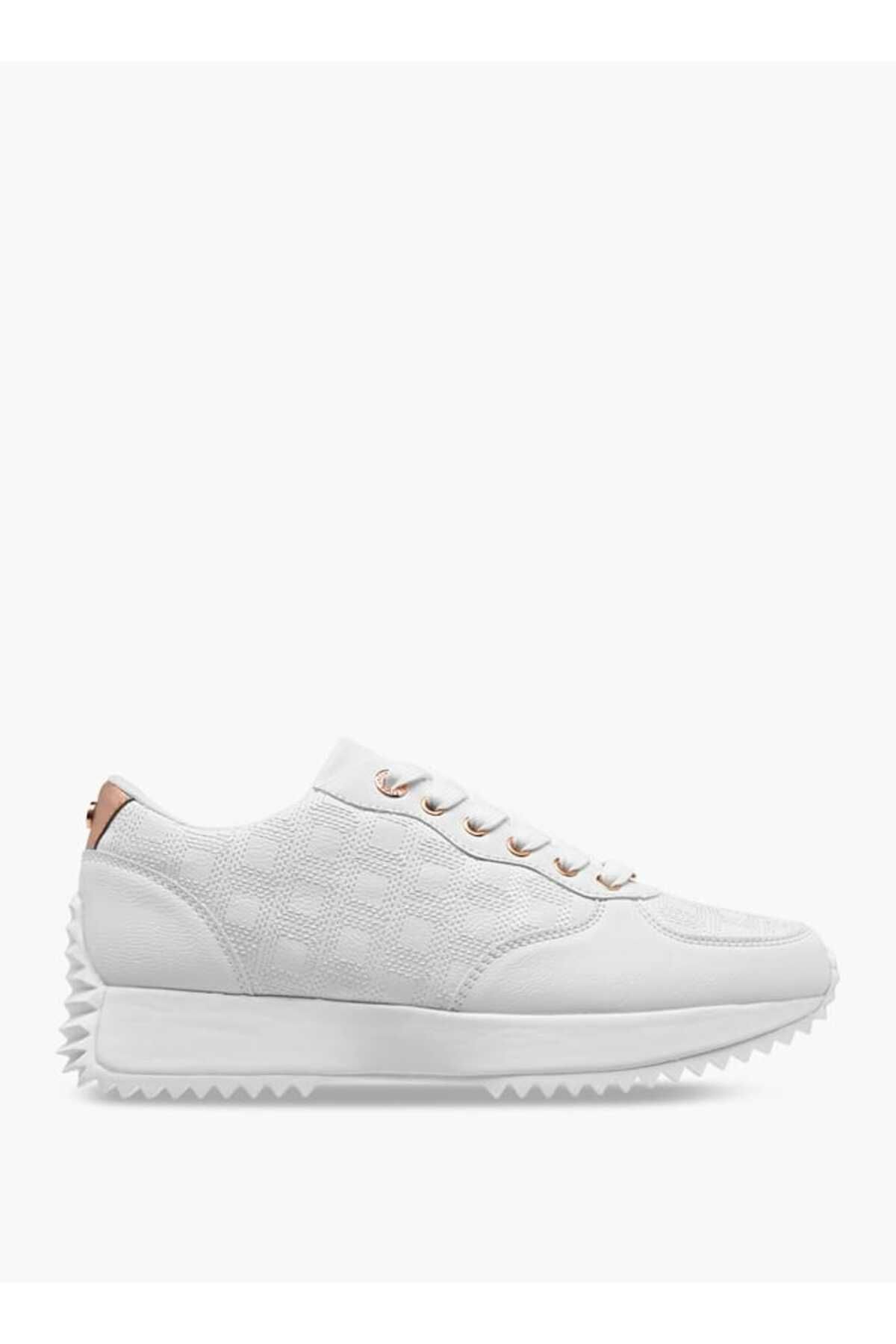 ELLE-Women's Embroidered Sneakers with Lace-Up Closure 3