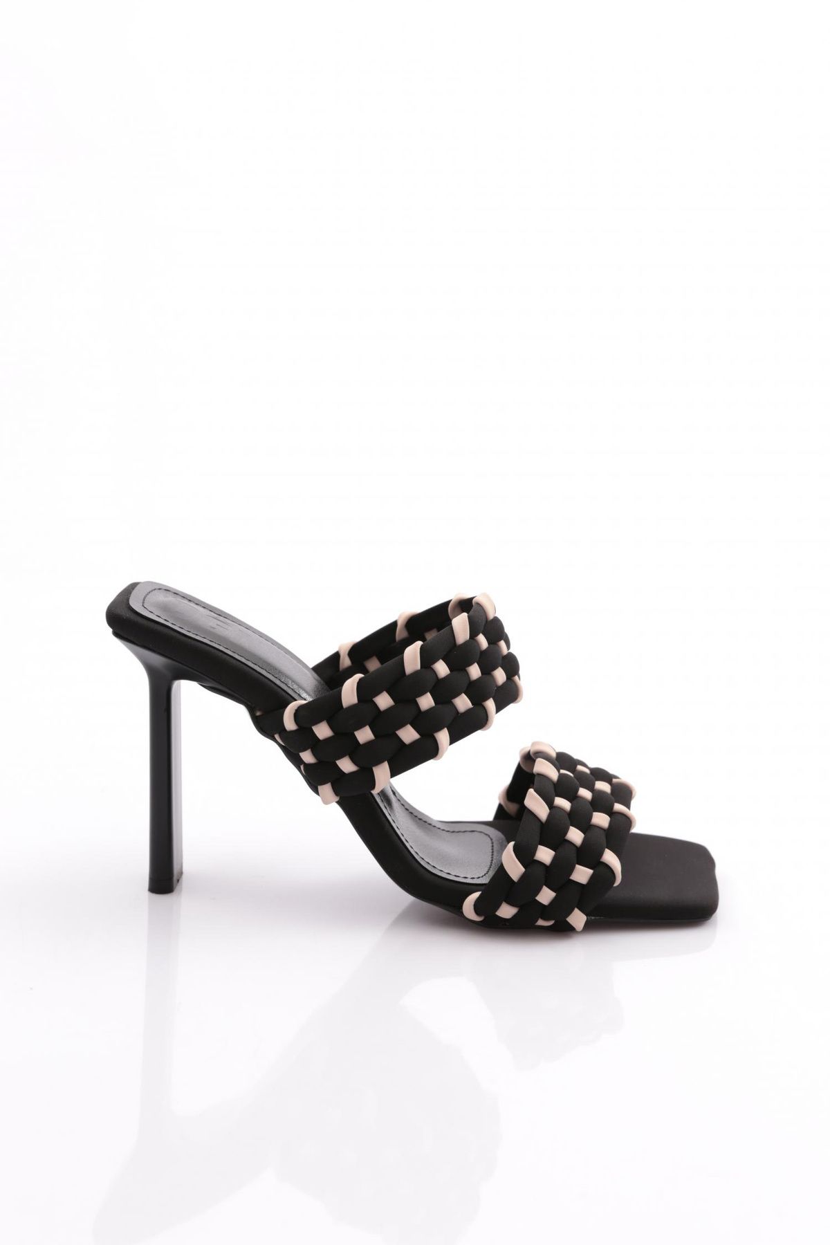 دمپایی زنانه پاشنه راه راه دوبل مشکی Nubuck Multi 1363262821 Dgn