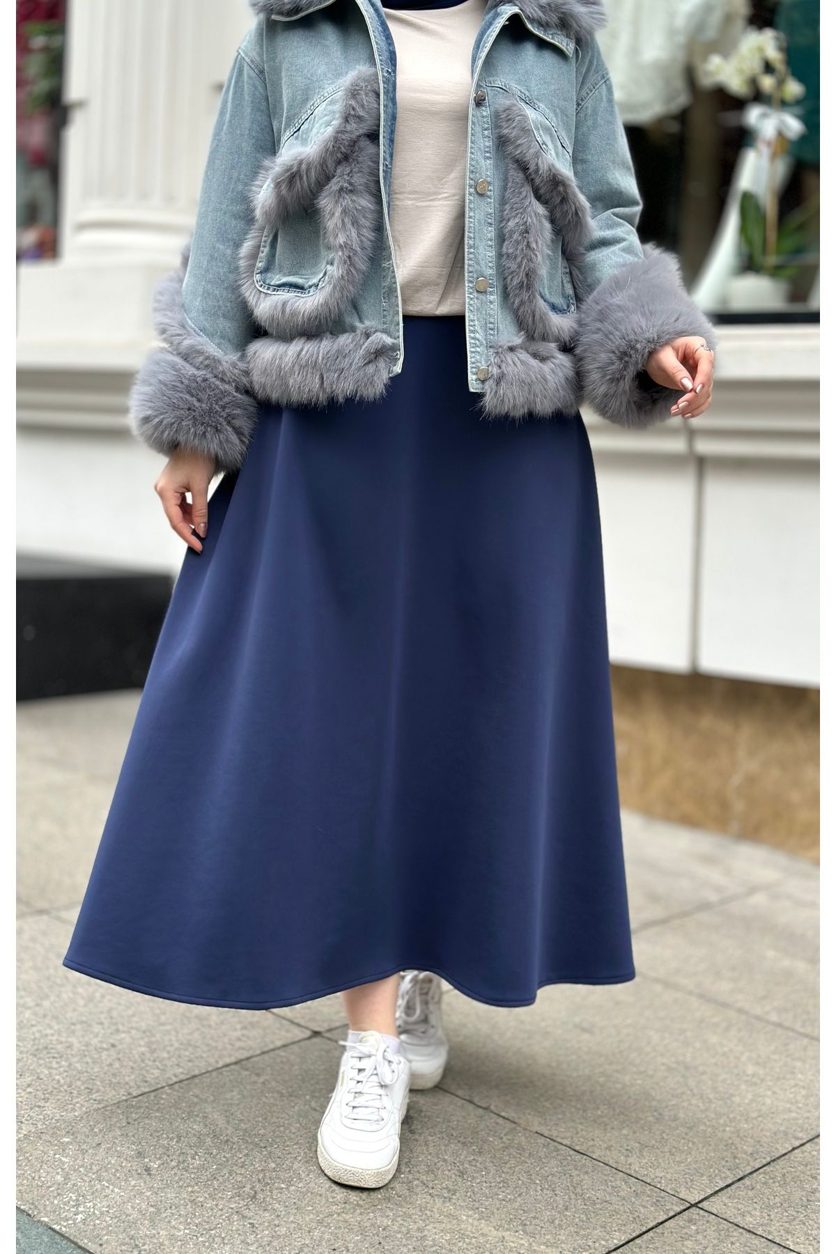 Ranasubaşı-Navy Blue Scuba Skirt 2
