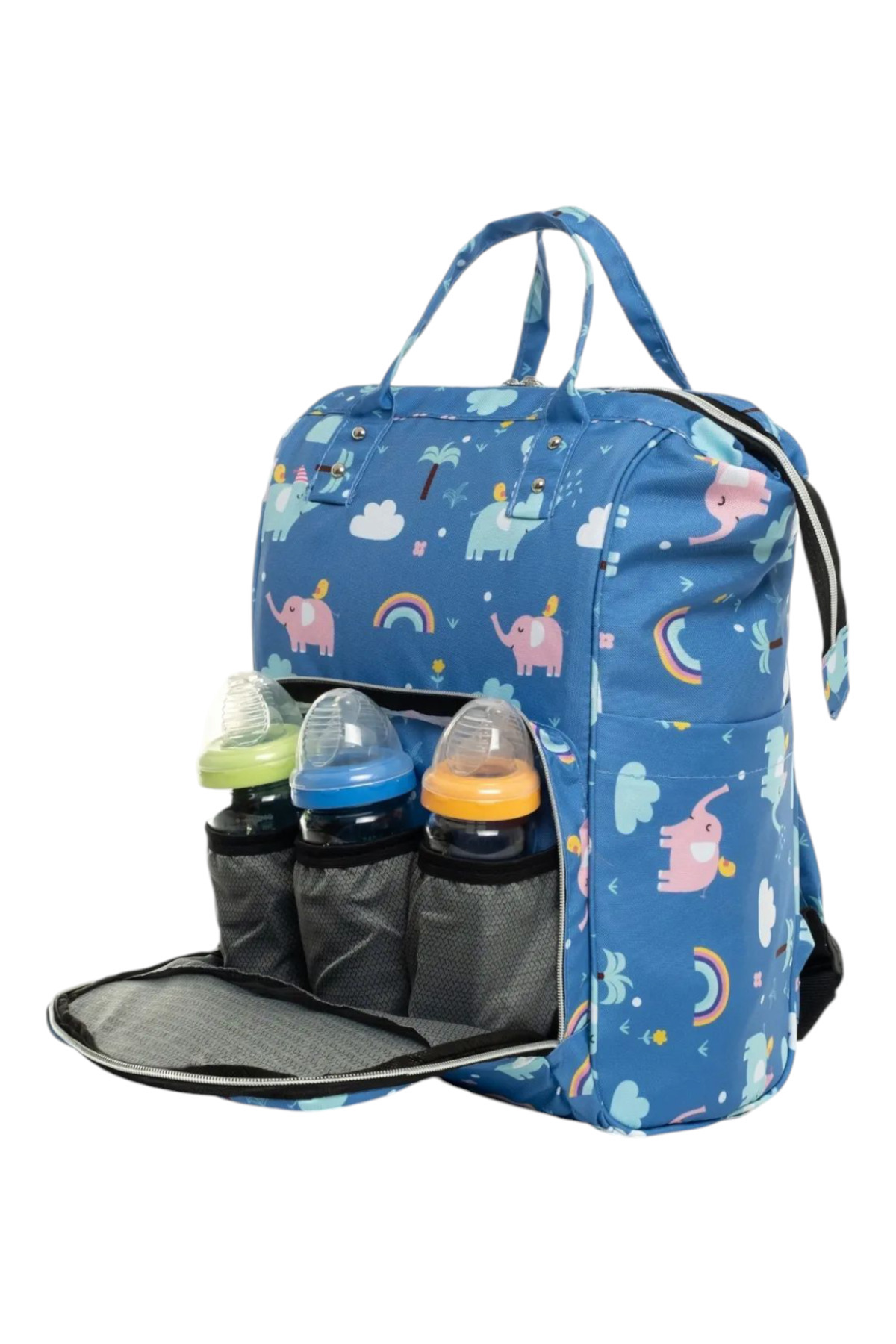 Happy Baby Queen Biberon Termoslu Termal Bölmeli Sıvı Geçirmez Leke tutmaz Fil Desenli Bebek Bakım Çantası fotoğrafı 6 (önizleme)