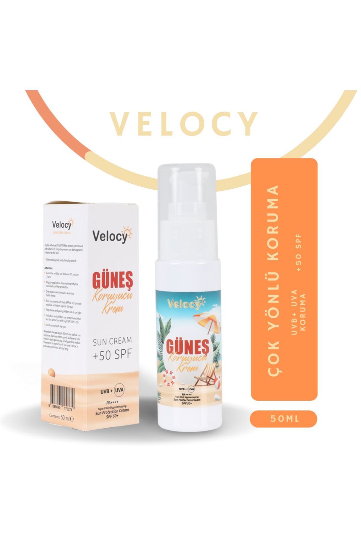 VELOCY Sun Aydınlatıcı Baz Altı Yüz Güneş Losyonu 50ml (spf 50+) Mavi Işık Koruması