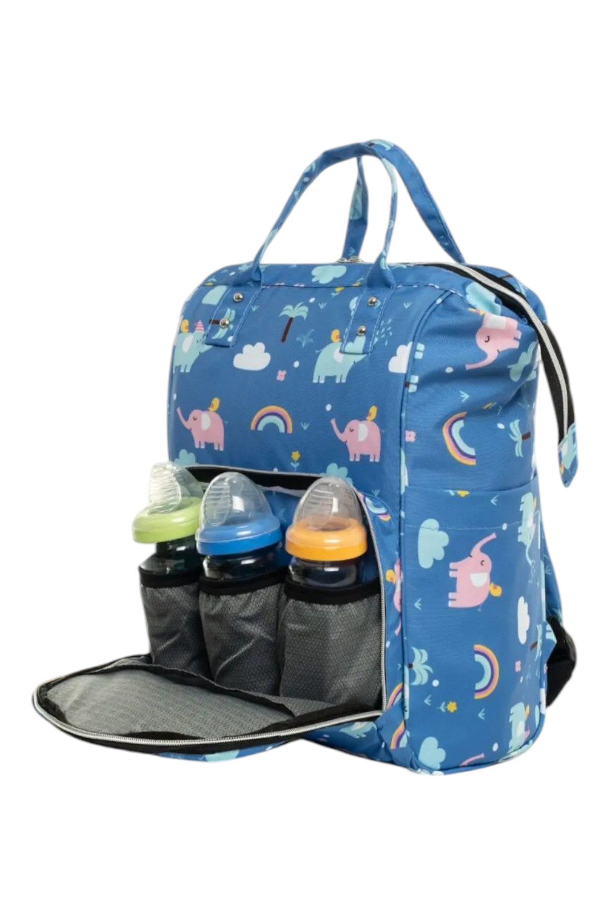 Happy Baby Queen Biberon Termoslu Termal Bölmeli Sıvı Geçirmez Leke tutmaz Fil Desenli Bebek Bakım Çantası fotoğrafı 3 (önizleme)