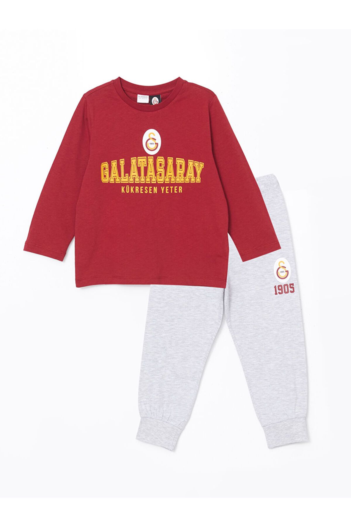 LC Waikiki Yeni Sezon Bisiklet Yaka Galatasaray Baskili Erkek Cocuk Pijama Takimi - S5GH24Z1