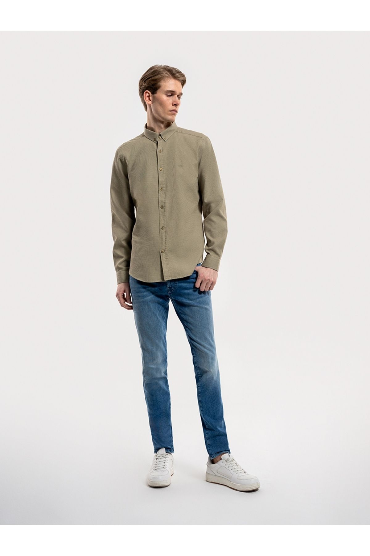 Loft-Men's Light Khaki Long Sleeve Shirt - Lf 2030872 2