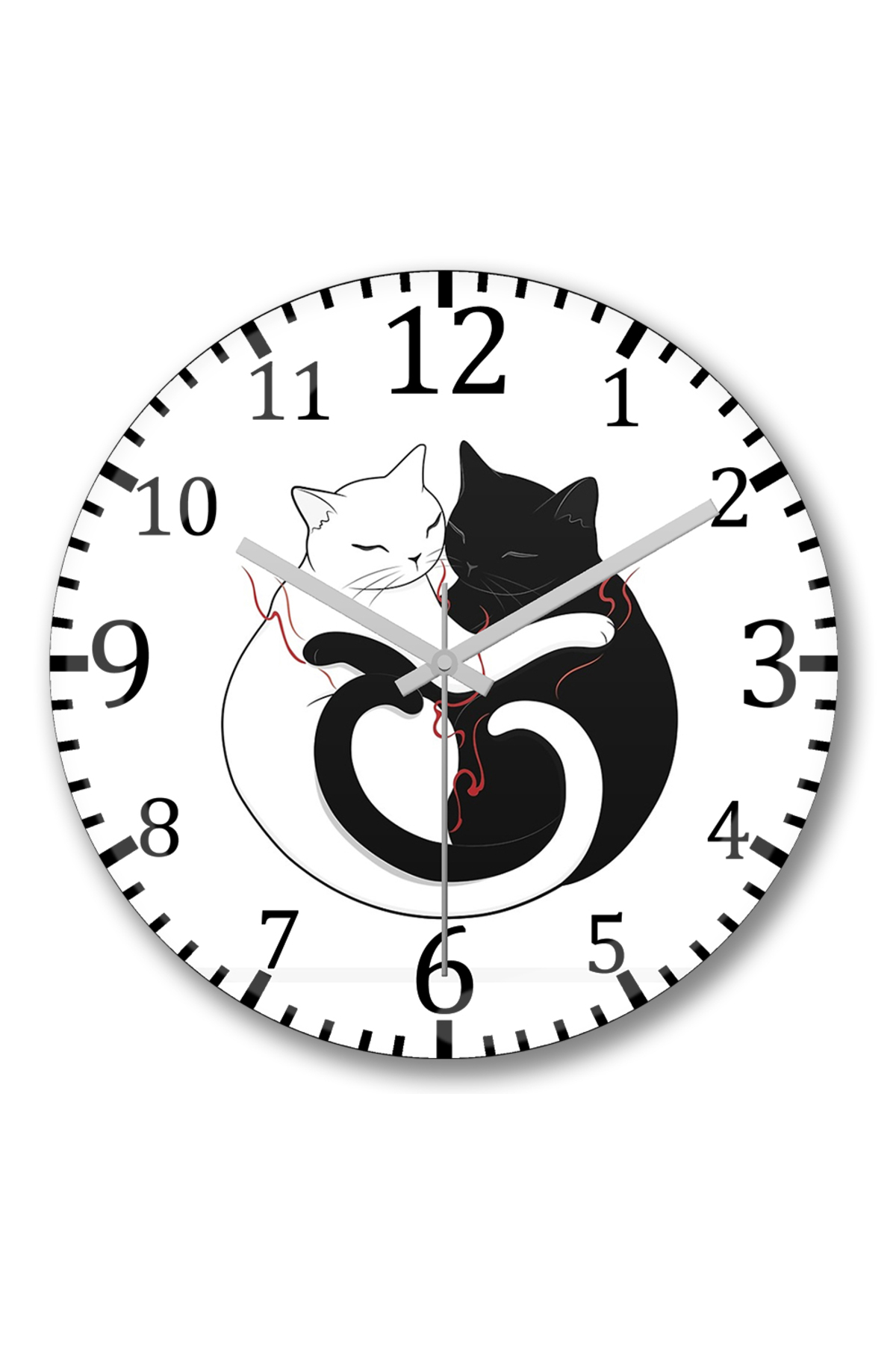 Love Cats Blazing Cat Love Wall Clock Curved Real Glass