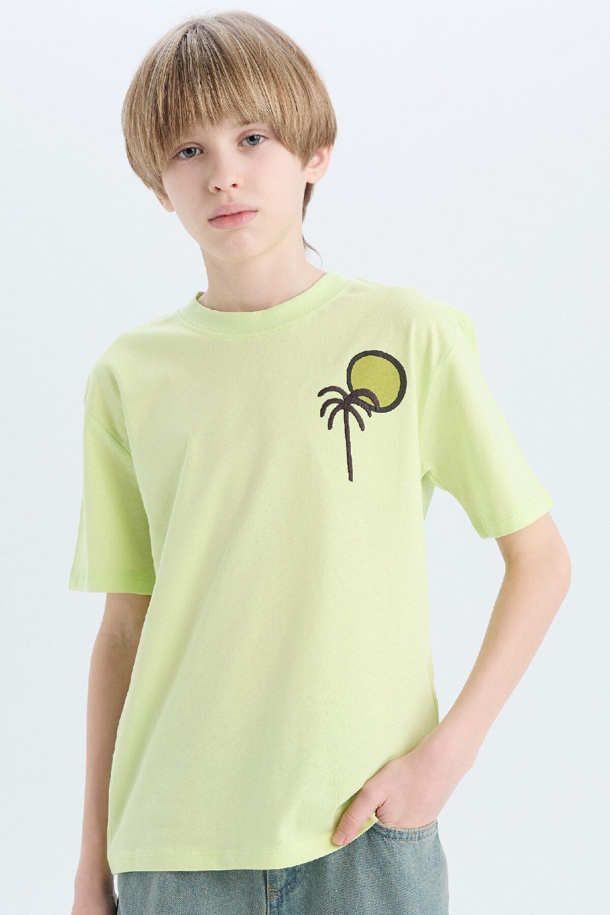 DeFacto-Boy's Crew Neck Back Printed Short Sleeve T-Shirt E0967A825Sm 3