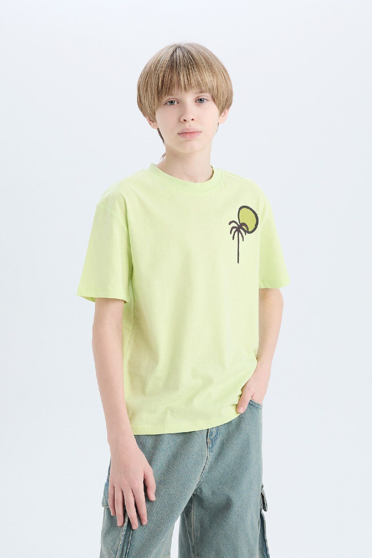 DeFacto-Boy's Crew Neck Back Printed Short Sleeve T-Shirt E0967A825Sm 4