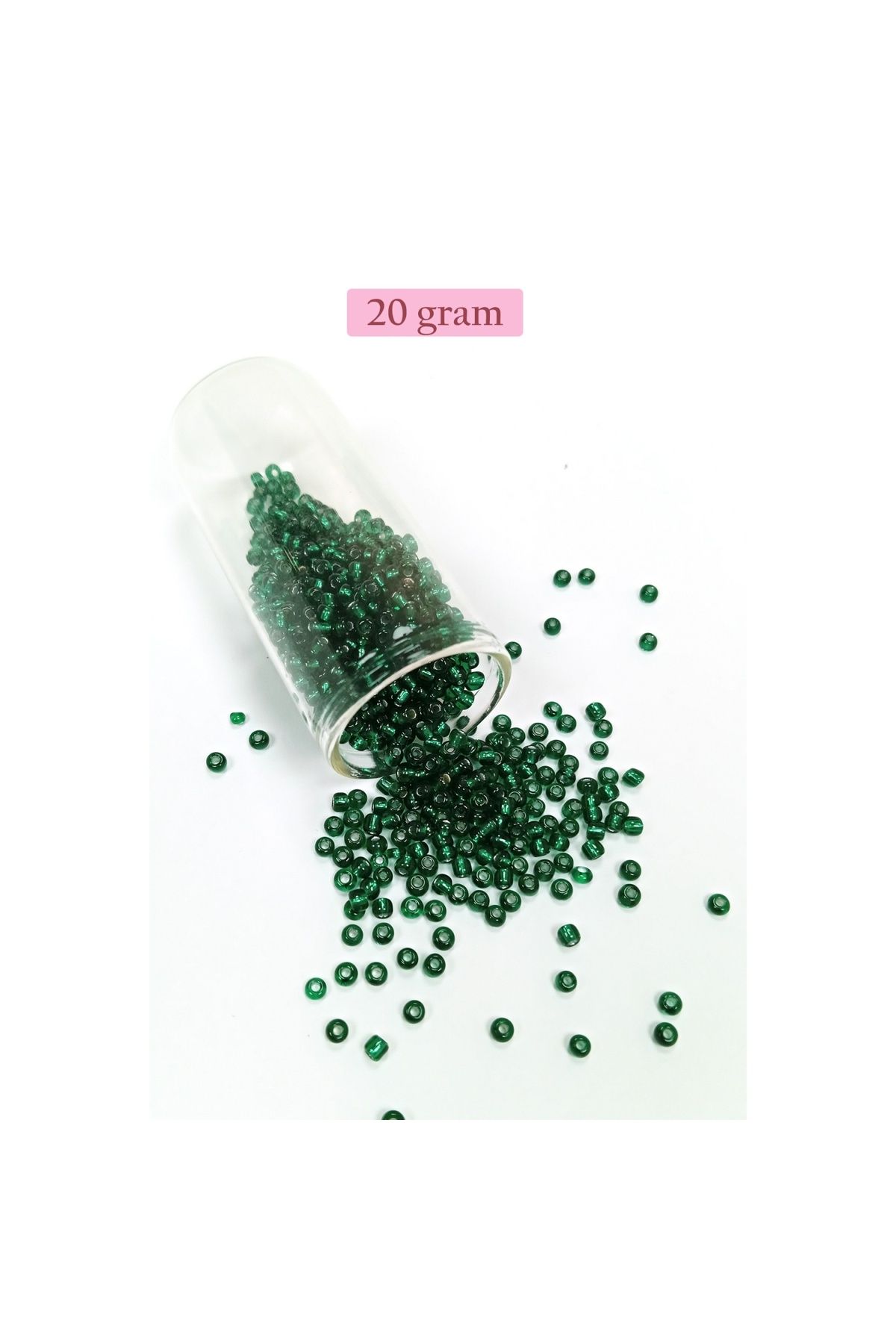 maarketim Dökme Cam Kum Boncuk (8/0) 3 mm - 20 Gram - Koyu Yeşil