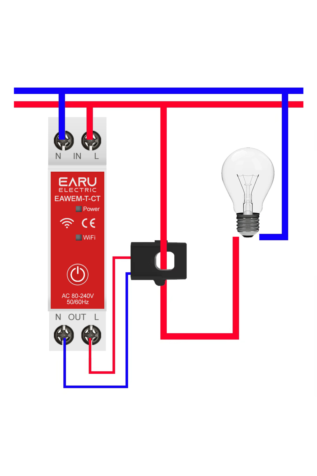 EARUELETRIC-Tuya Wifi Smart Energy Meter 1p N 63a With Current Transformer Clamp Kwh Voltage Current Power Mo... 6