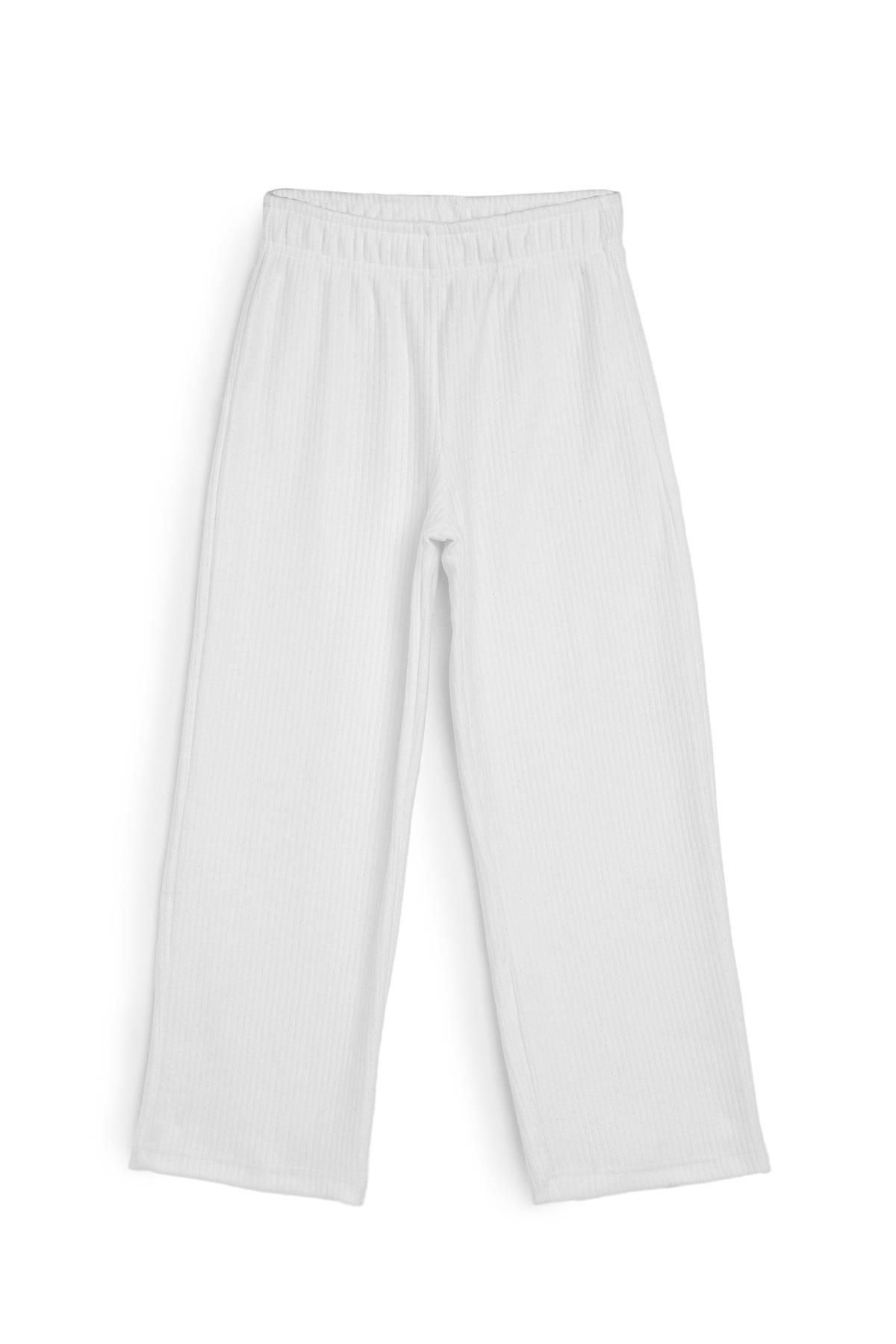 COMEOR-Ecru Girls' Sweatpants with Elastic Waist - Comfortable Wide Leg Thick Fabric 7-8-9-10-11-12-13-14 Years 1