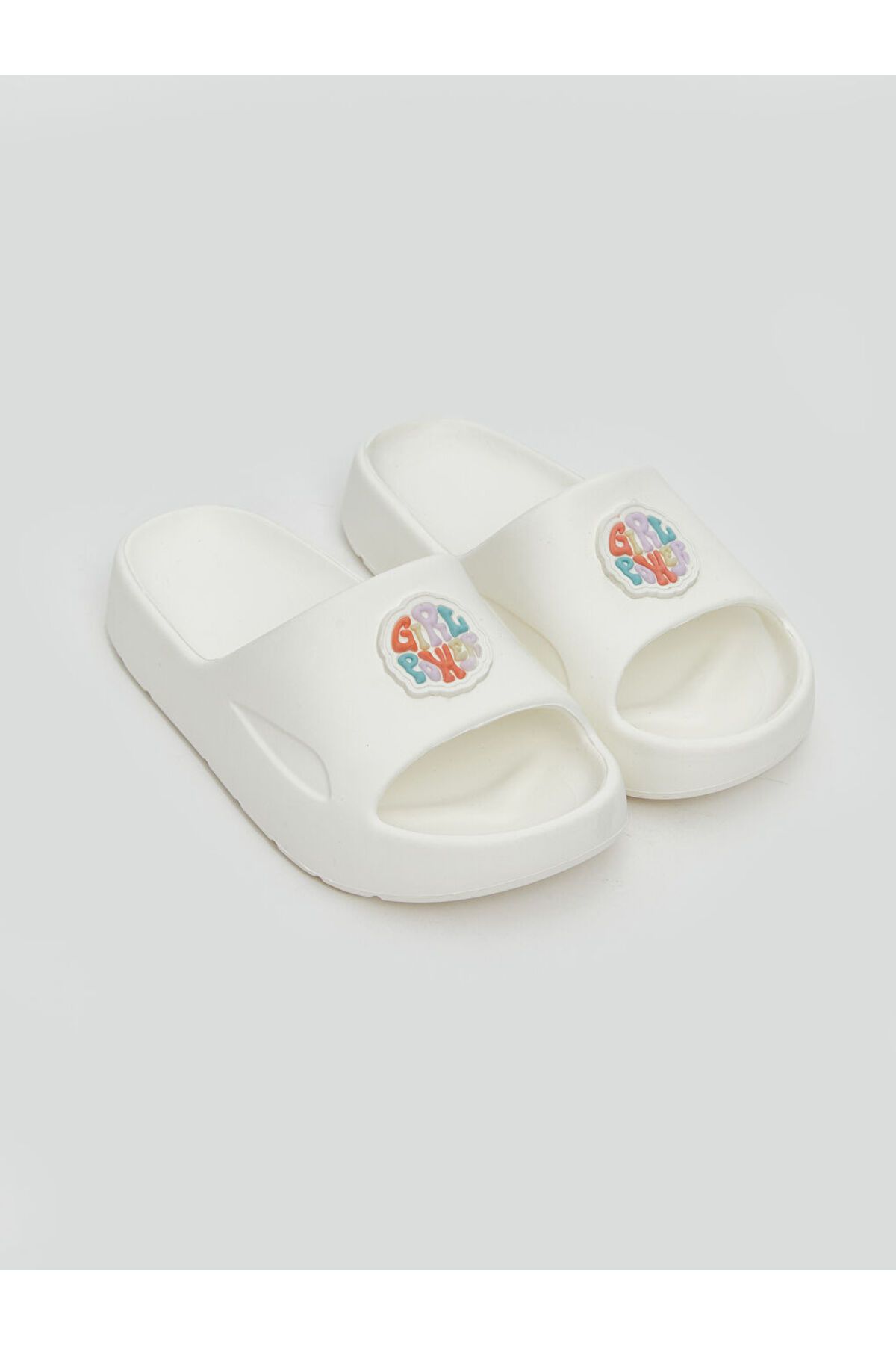 LC Waikiki-Lcw Steps White Single Band Printed Girls' Slippers 1