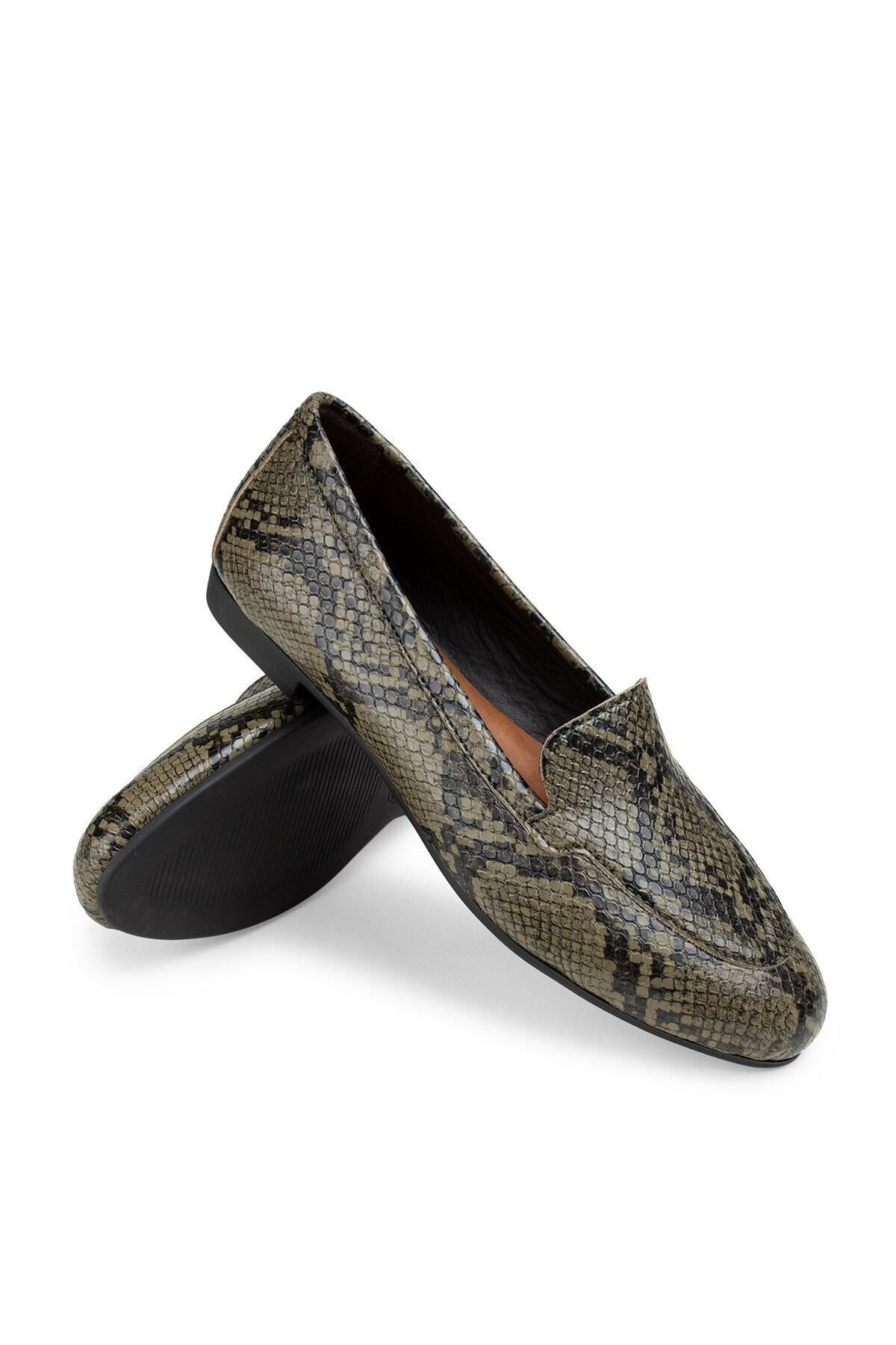 Deery-Balerini de damă cu model șarpe verde 6