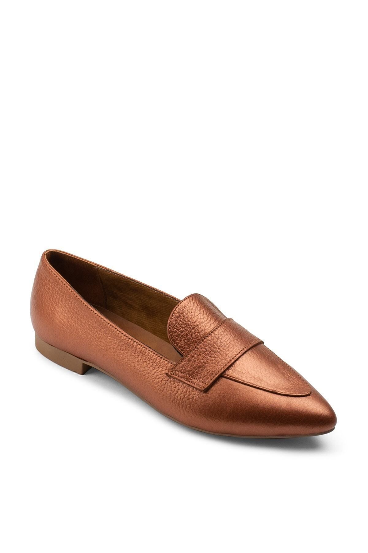 Deery-Genuine Leather Copper Color Women's Ballerinas 3