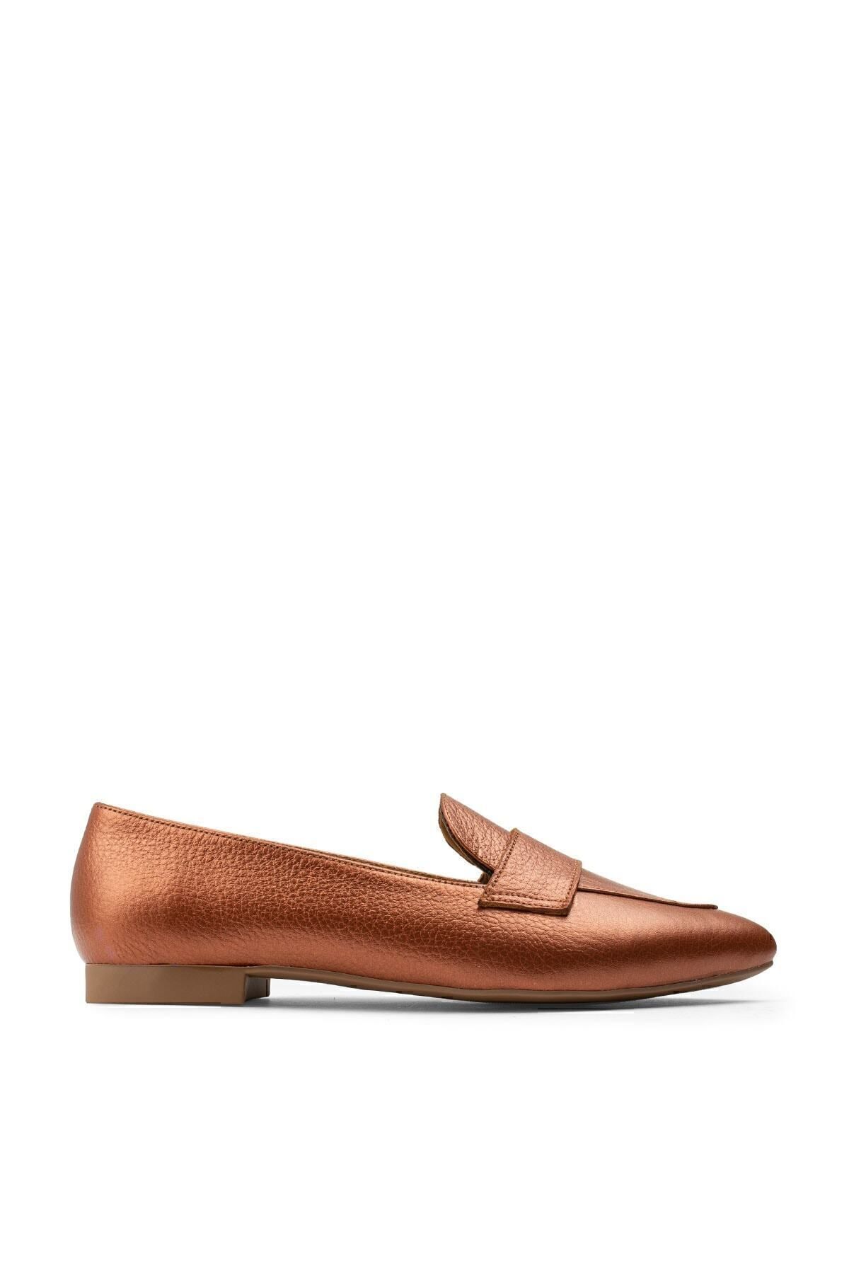 Deery-Genuine Leather Copper Color Women's Ballerinas 4