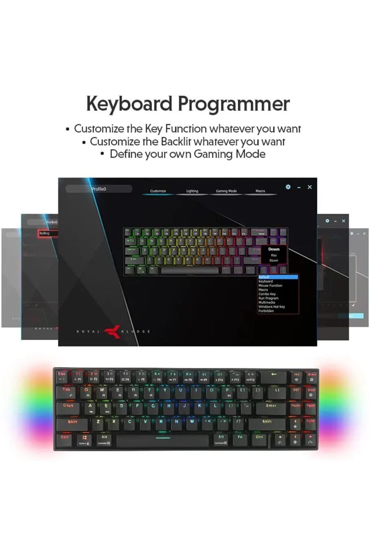 COOYA-RK836 Gaming Keyboard, 71-Key USB Wired Mechanical Keyboard for PC 7