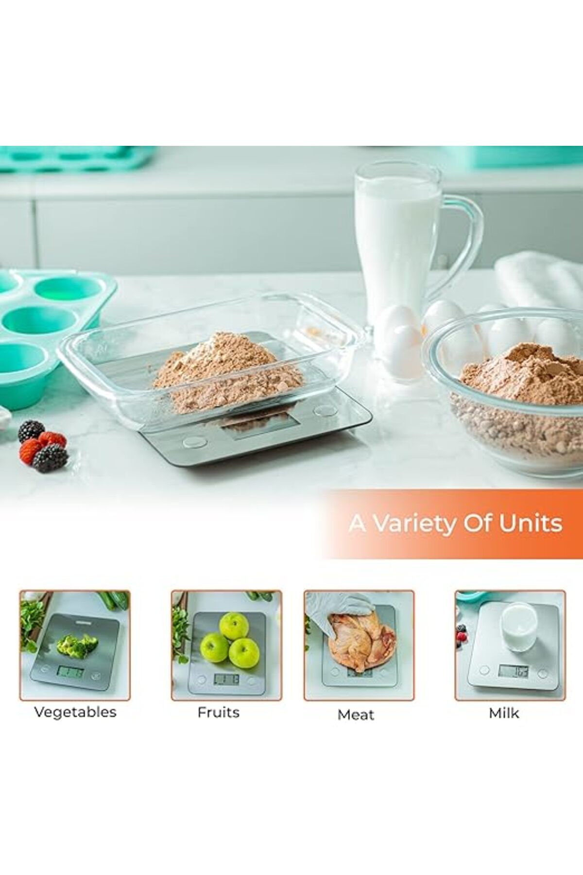 Geepas-Digital Kitchen Scale, White, GKS46507UK 3