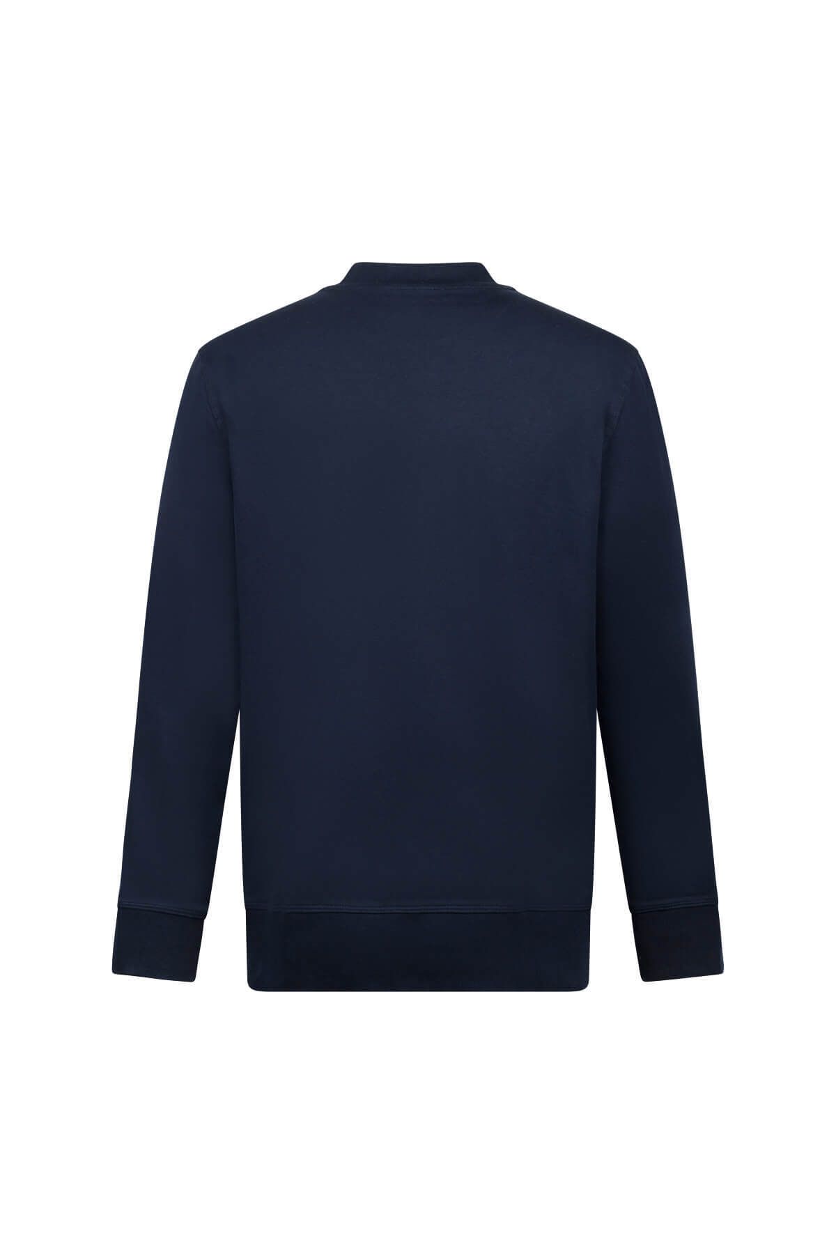 Hatemoğlu-Navy Blue Regular Fit Printed Cotton Crew Neck Sweatshirt 2