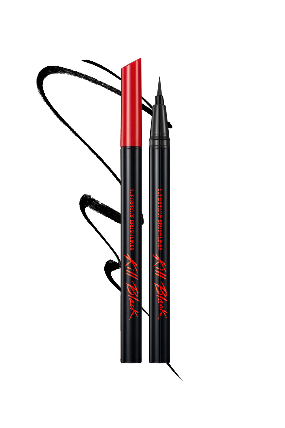 CLIO Fine, Microfiber Brush Tip Pen Eyeliner Superproof Brush Liner Kill Black (01 Black)