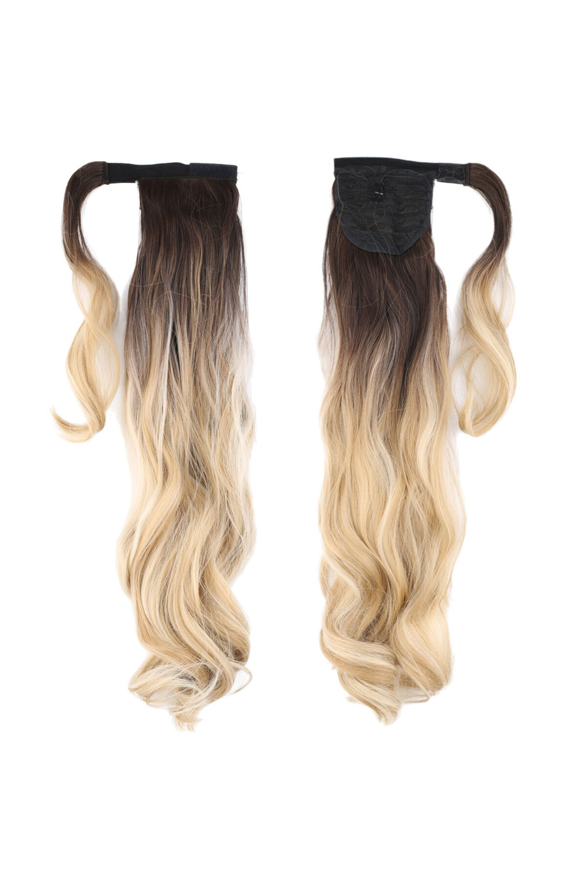 Afrodit Giyim Bağlamalı Dalgalı At Kuyruğu / Kahve / Bal Köpüğü Ombre ve Platin Işıltılı